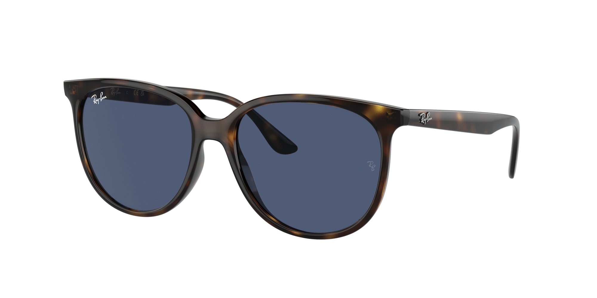 Ray - Ban Donna Rb4378 710/80 Occhiali Da Sole Iniettato Tartaruga Blu Squadrata Normale