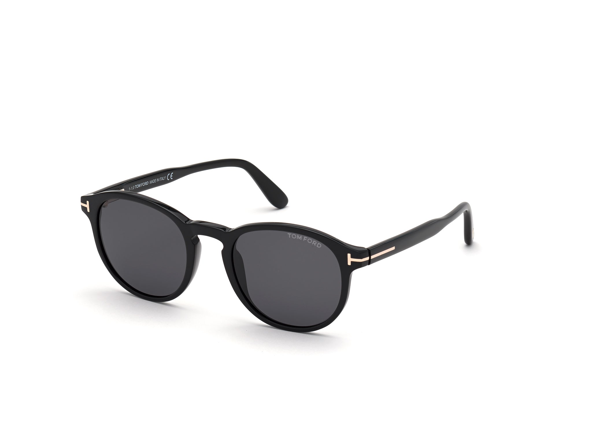 Tom Ford Uomo Ft0834 Dante 01A Occhiali Da Sole Acetato Nero Grigio Rotonda Normale