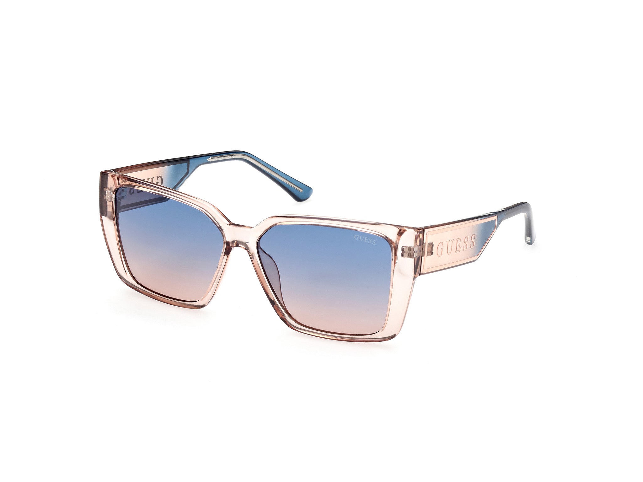 Guess Donna Gu7818 57W Occhiali Da Sole Iniettato Beige Blu Squadrata Normale Sfumato