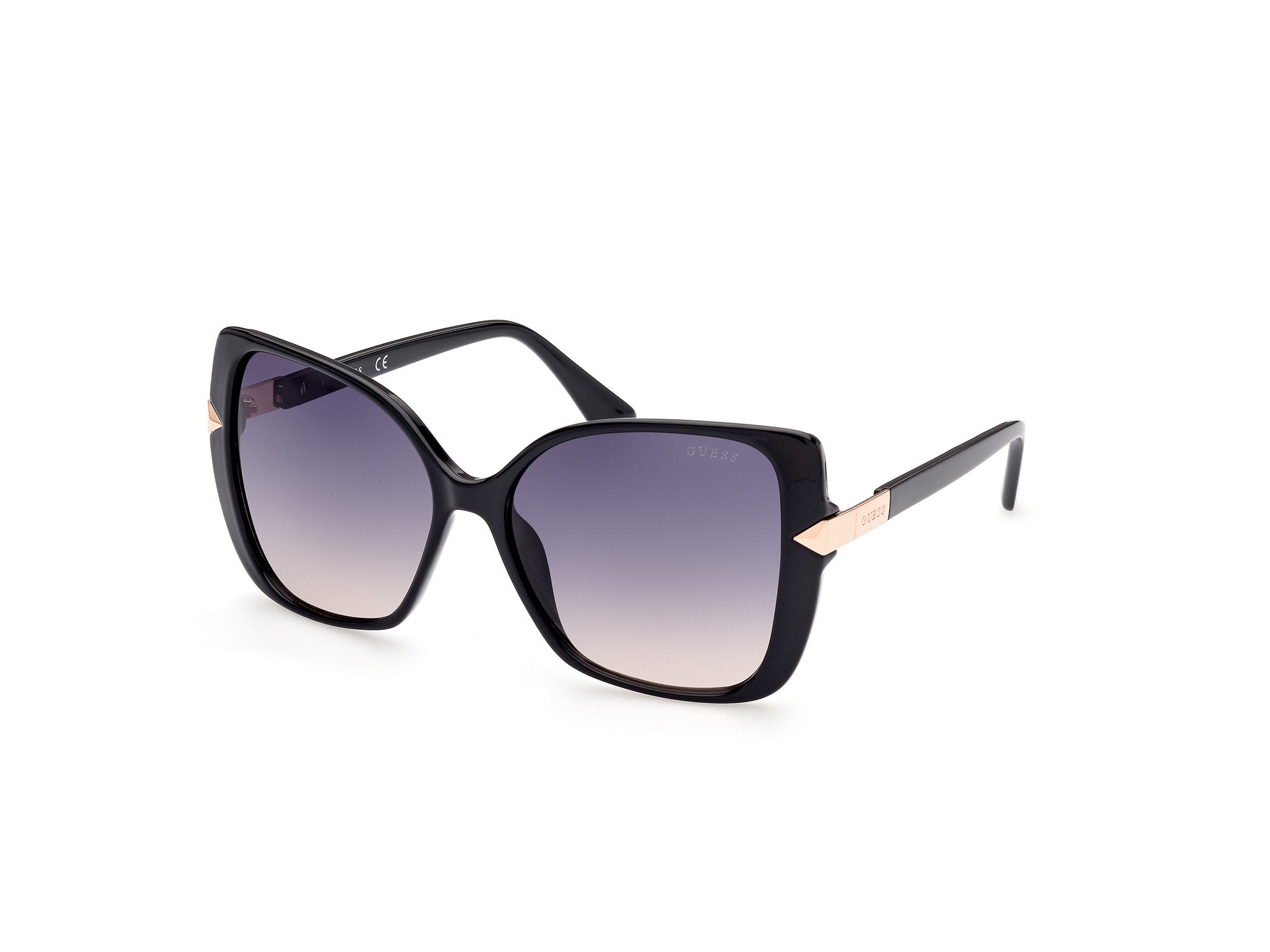Guess Donna Gu7820 01B Occhiali Da Sole Iniettato Nero Fumo Farfalla Normale Sfumato