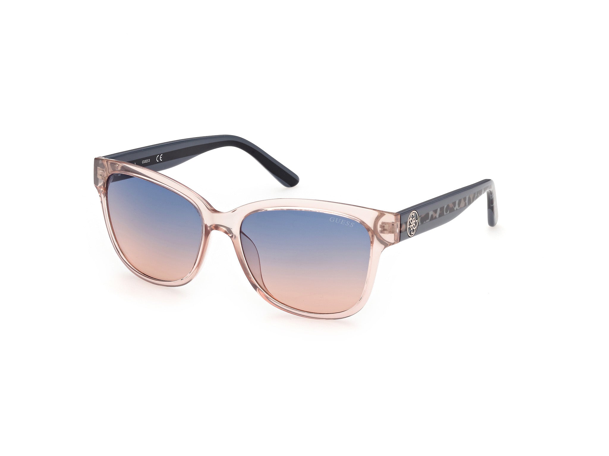Guess Donna Gu7823 57W Occhiali Da Sole Iniettato Beige Blu Squadrata Normale Sfumato
