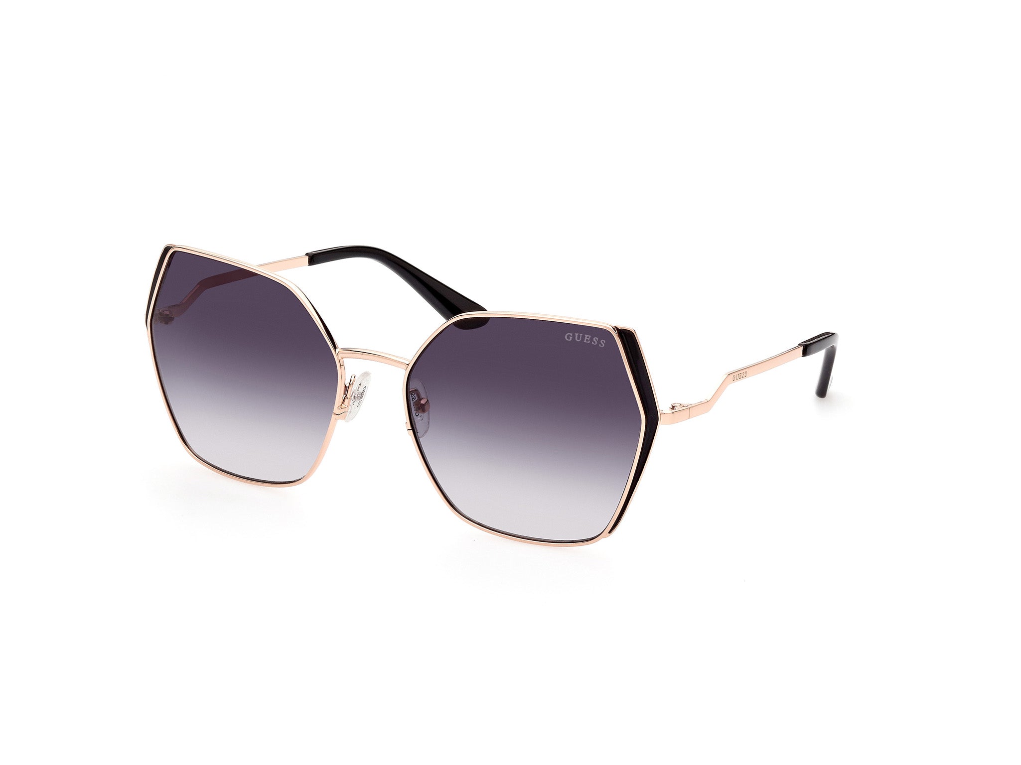 Guess Donna Gu7843 28B Occhiali Da Sole Metallo Oro Grigio Geometrica Normale Sfumato