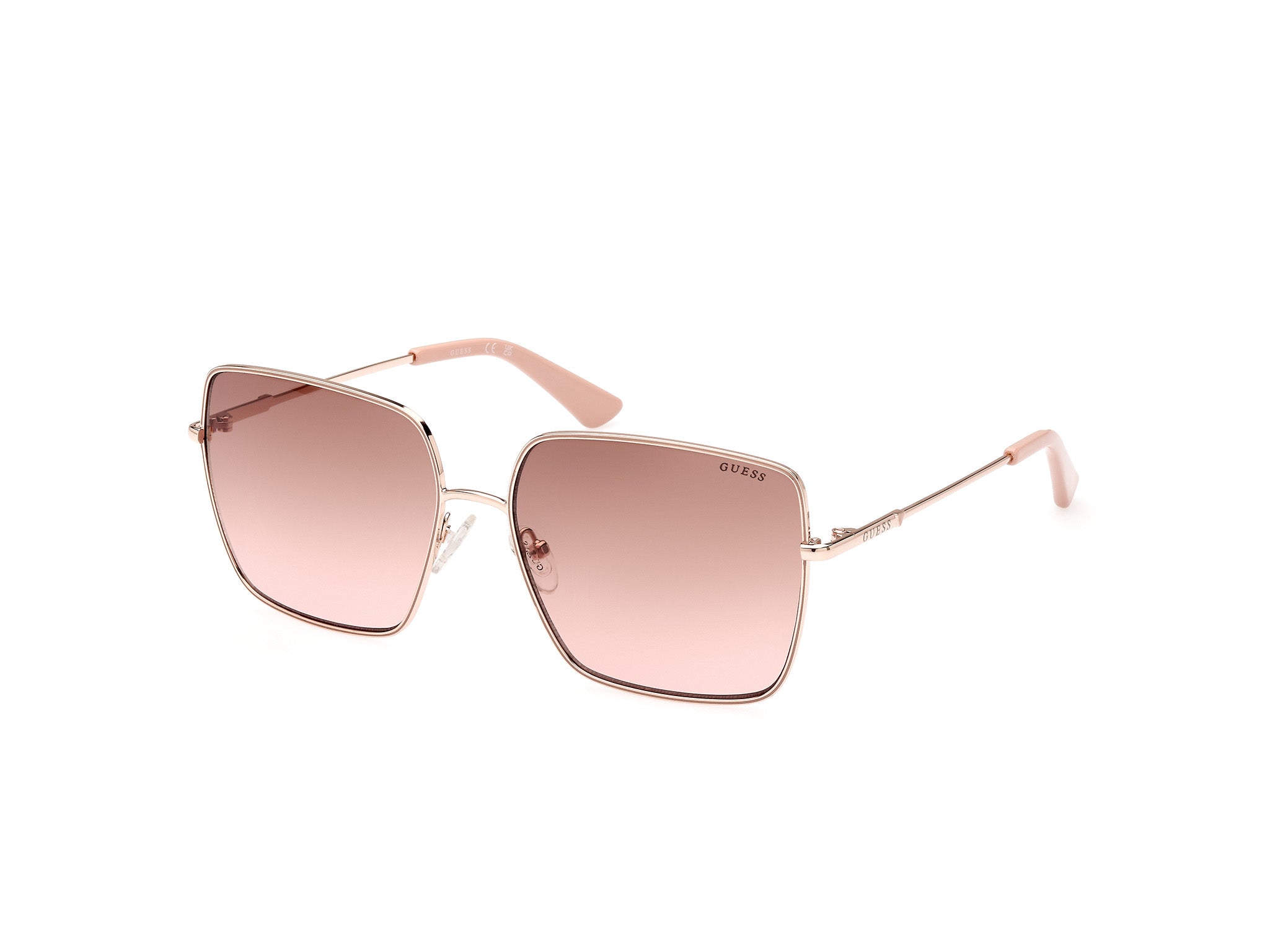 Guess Donna Gu7866 32F Occhiali Da Sole Metallo Oro Marrone Squadrata Normale Sfumato