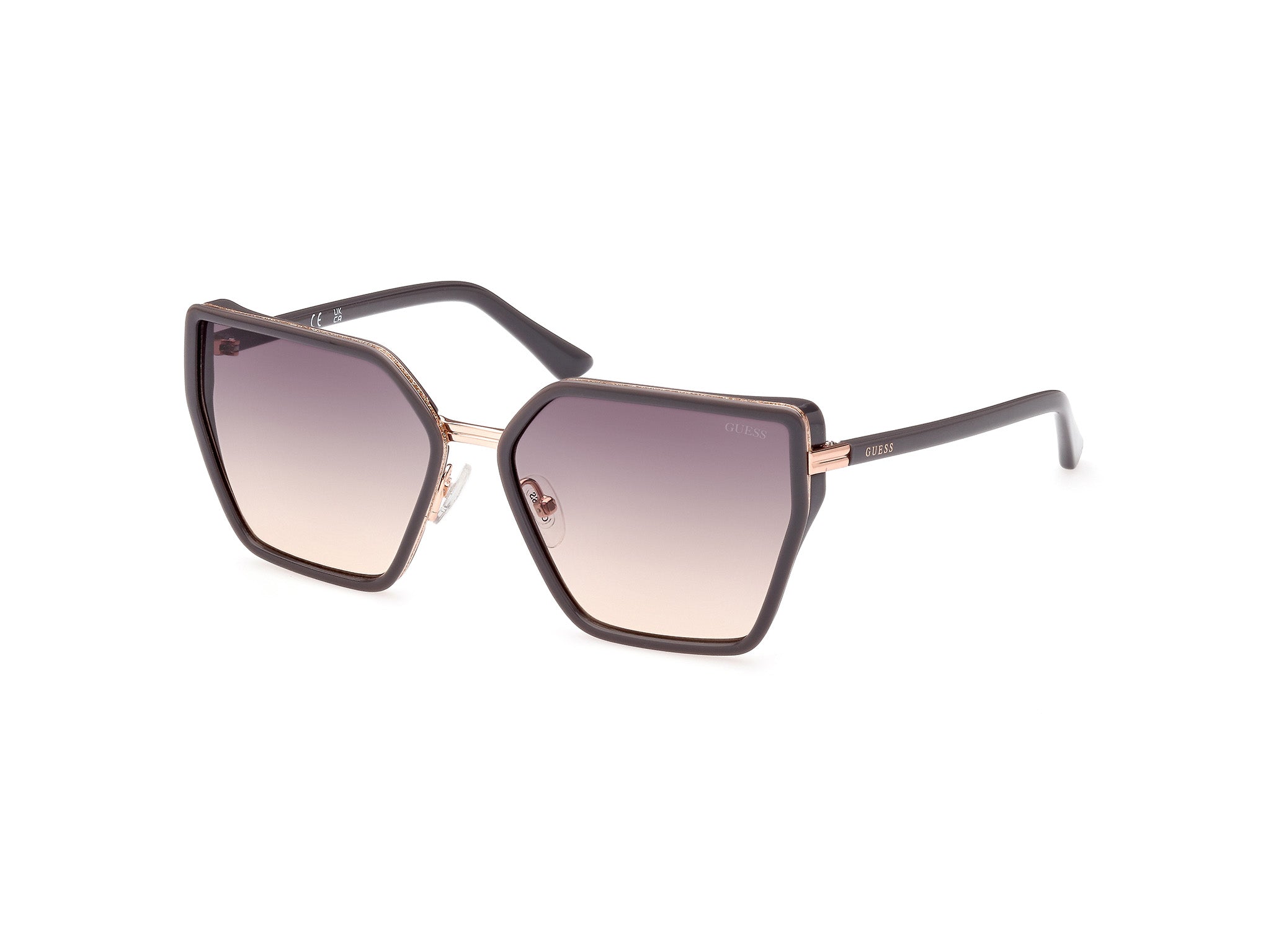 Guess Donna Gu7871 20B Occhiali Da Sole Iniettato Grigio Grigio Farfalla Normale Sfumato