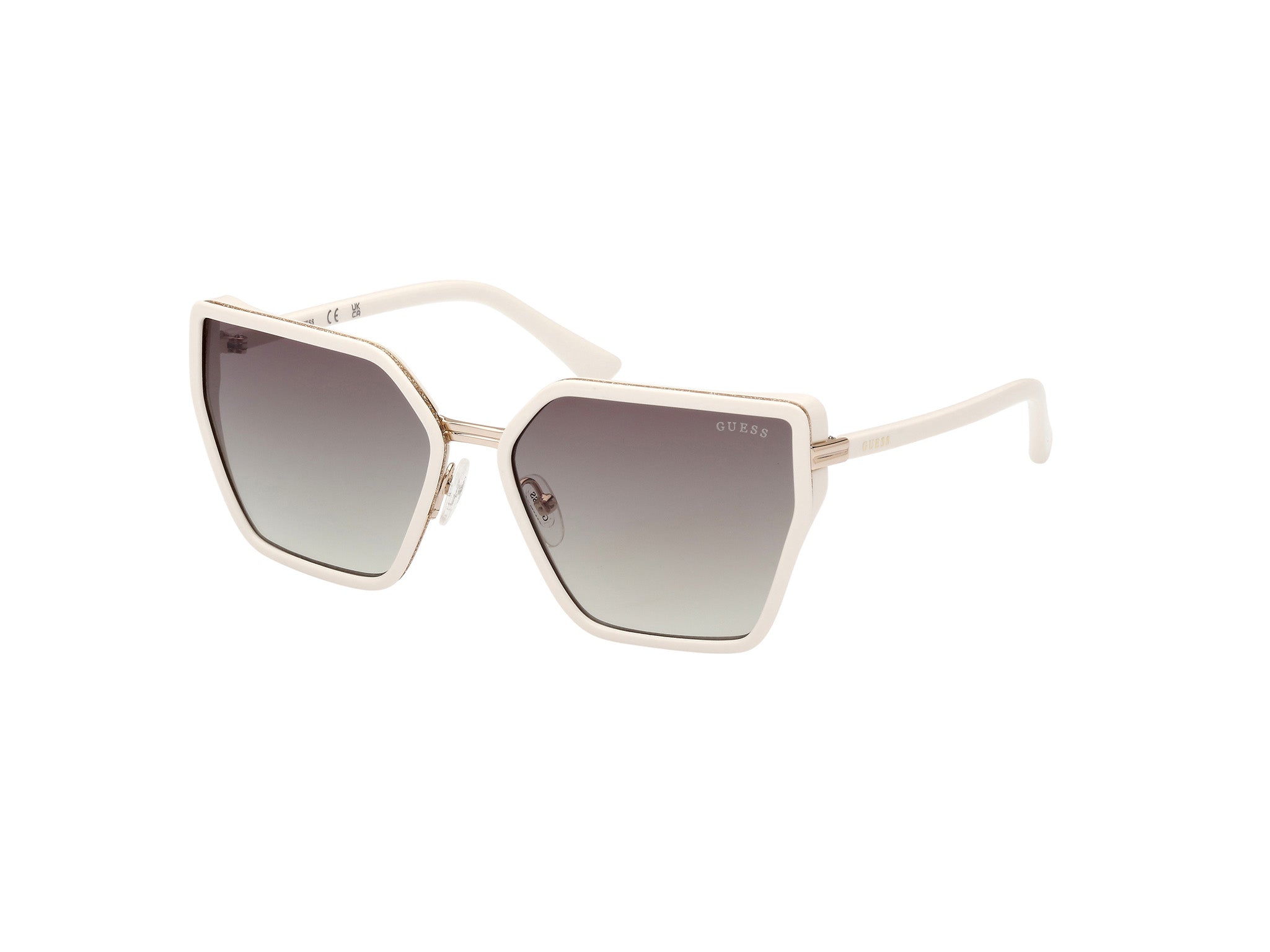 Guess Donna Gu7871 21P Occhiali Da Sole Iniettato Bianco Verde Farfalla Normale Sfumato