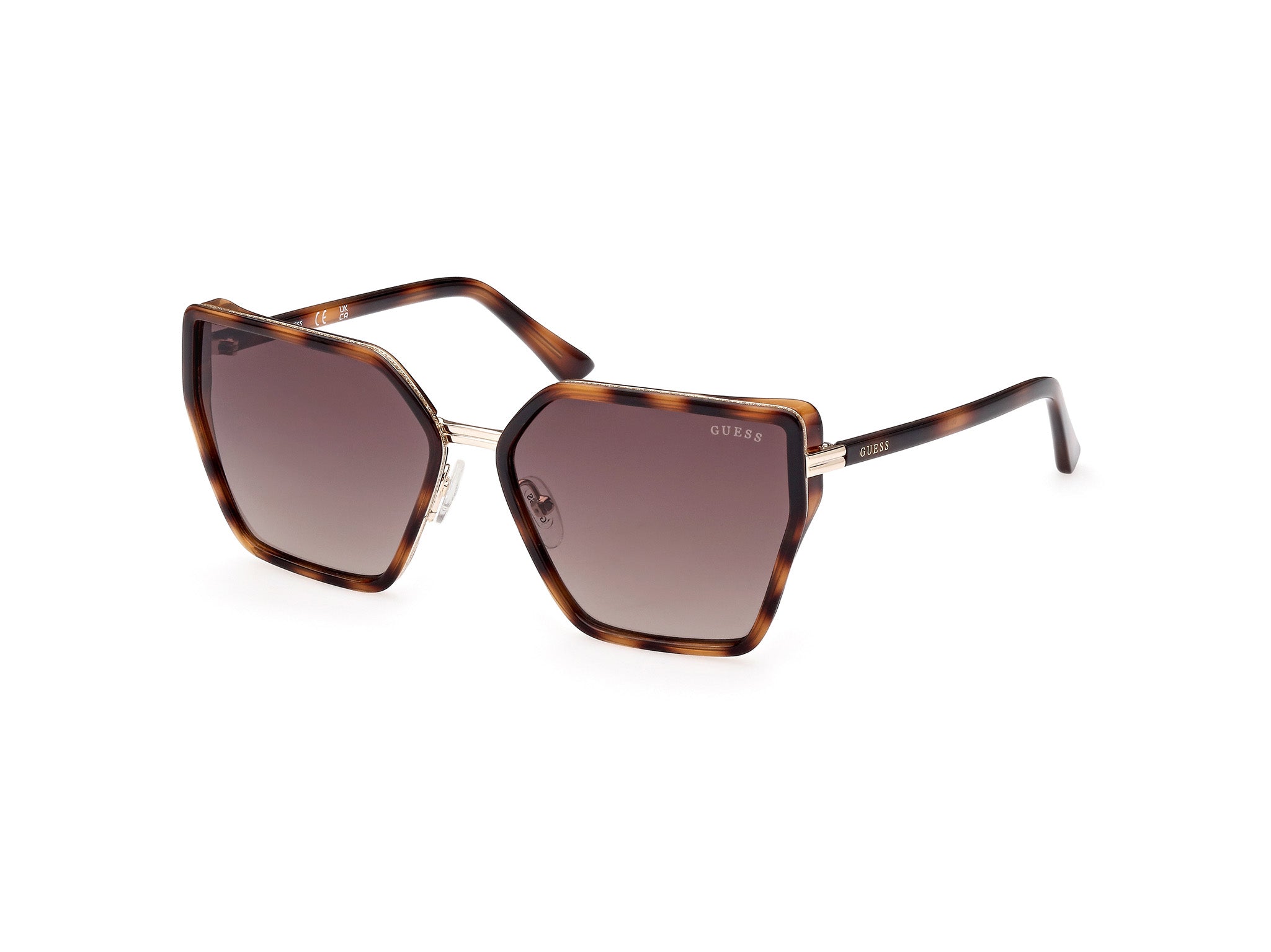 Guess Donna Gu7871 53F Occhiali Da Sole Iniettato Havana Marrone Farfalla Normale Sfumato