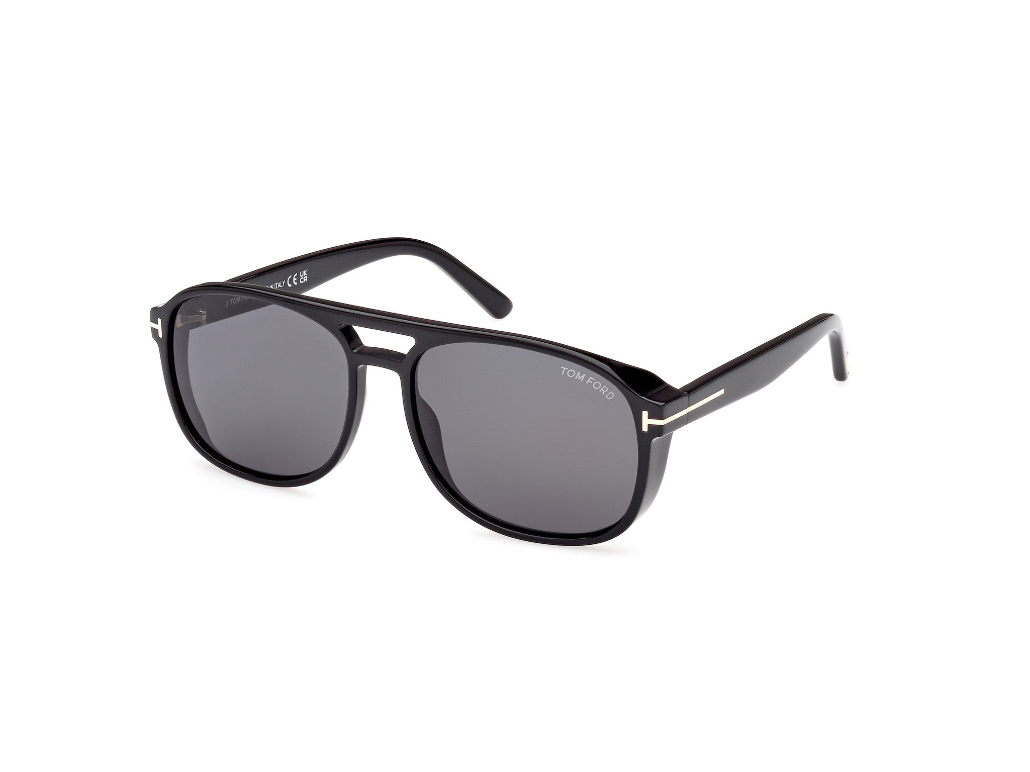 Tom Ford Uomo Ft1022 Rosco 01A Occhiali Da Sole Acetato Nero Grigio Squadrata Normale