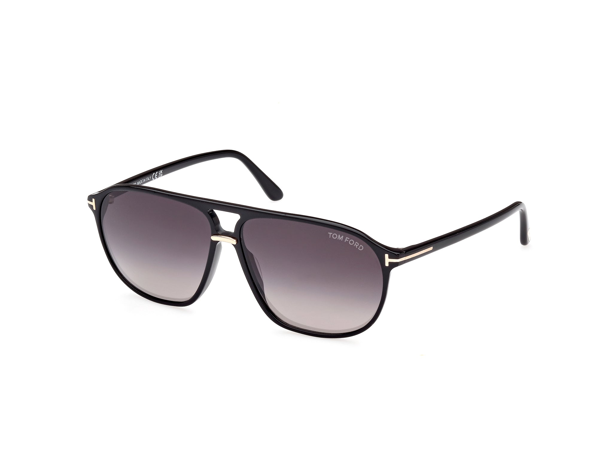Tom Ford Uomo Ft1026 Bruce 01B Occhiali Da Sole Acetato Nero Grigio Squadrata Normale Sfumato
