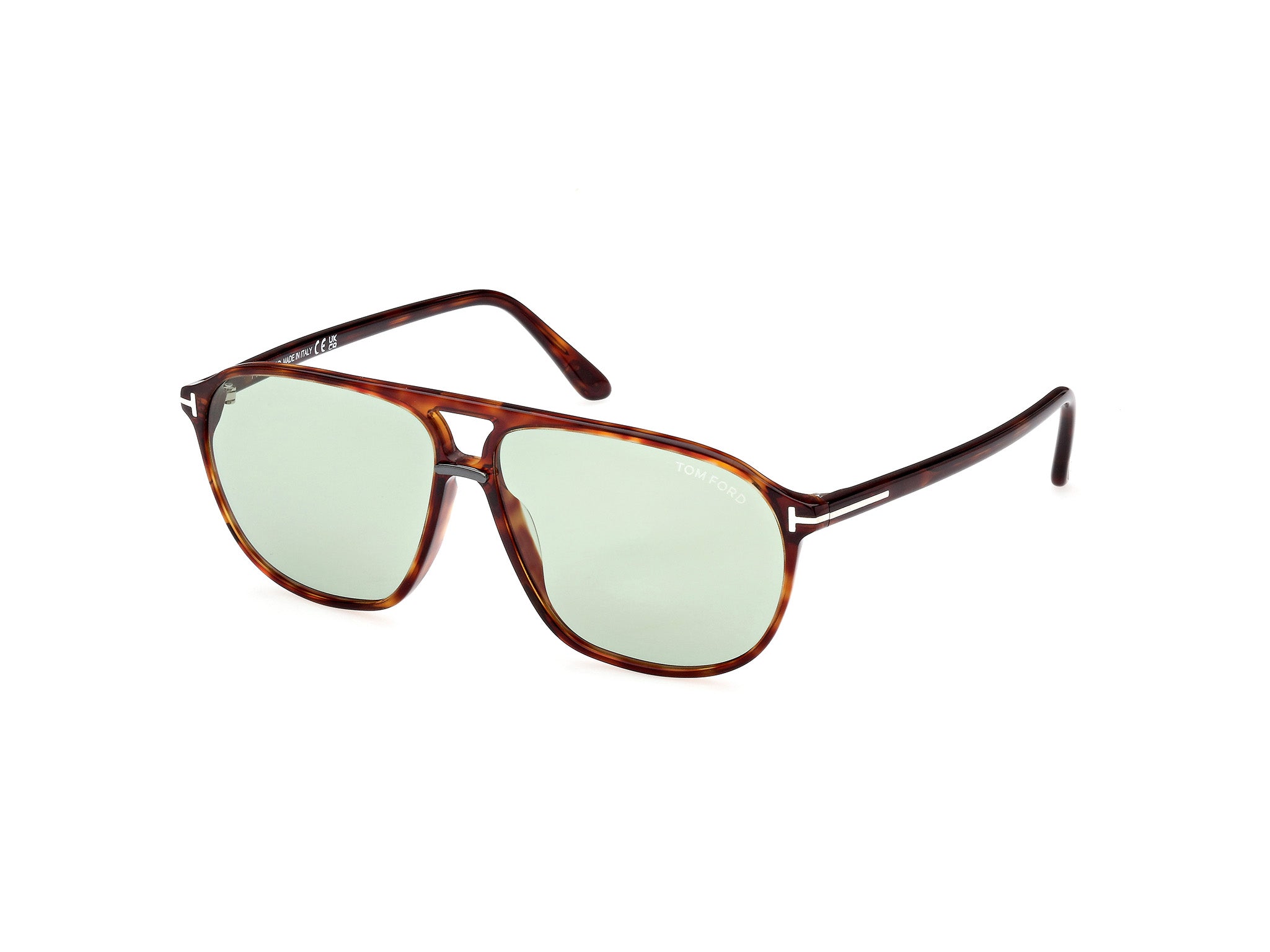 Tom Ford Uomo Ft1026 Bruce 54N Occhiali Da Sole Acetato Havana Verde Squadrata Normale
