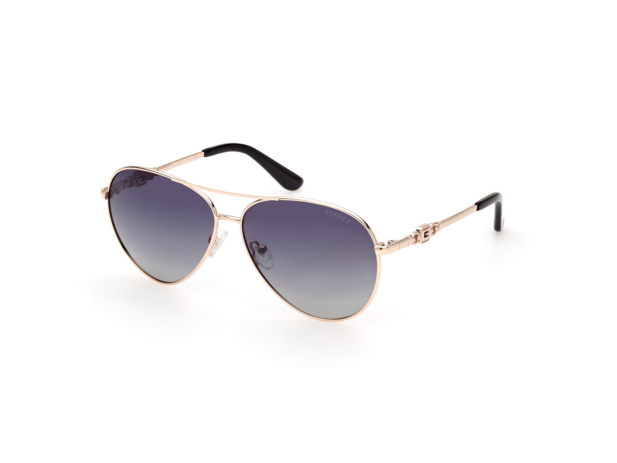 Guess Donna Gu7885-H 32D Occhiali Da Sole Metallo Oro Fumo Pilot Polarizzata Sfumato