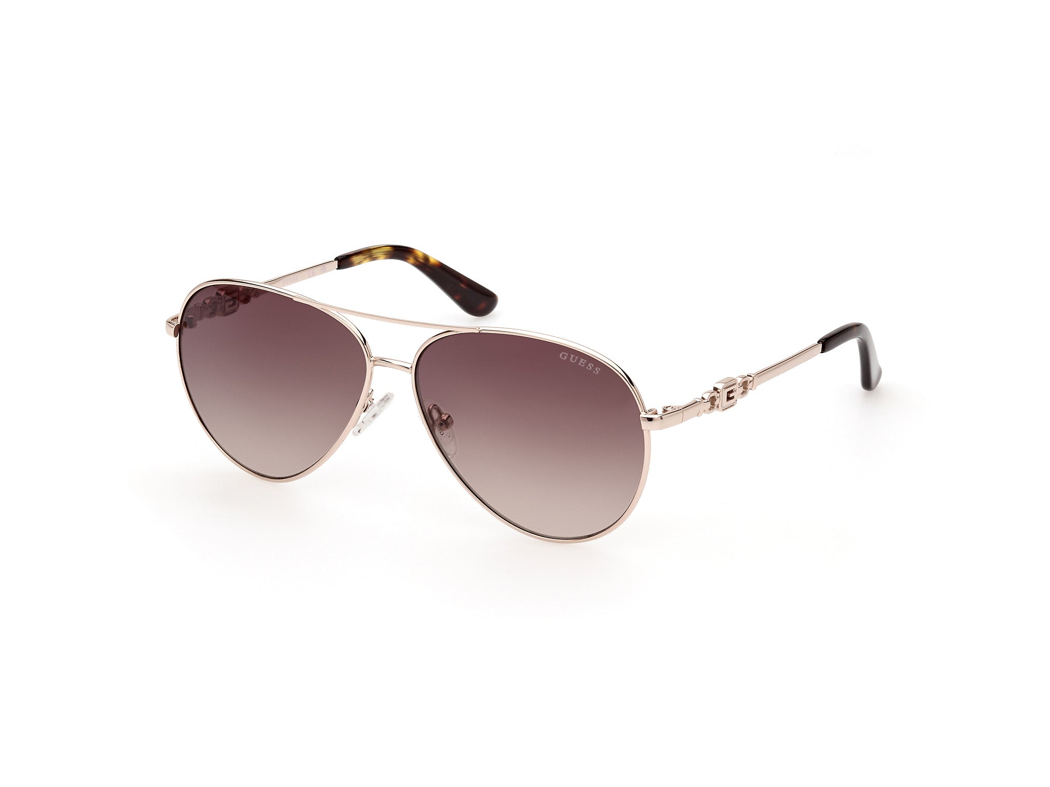 Guess Donna Gu7885-H 32F Occhiali Da Sole Metallo Oro Marrone Pilot Normale Sfumato