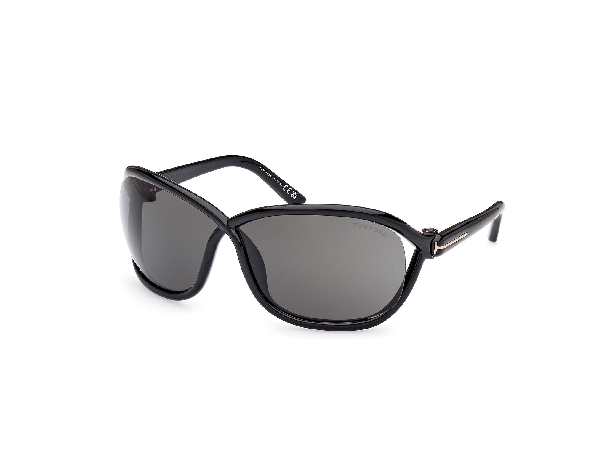 Tom Ford Donna Ft1069 Fernanda 01A Occhiali Da Sole Iniettato Nero Grigio Farfalla Normale
