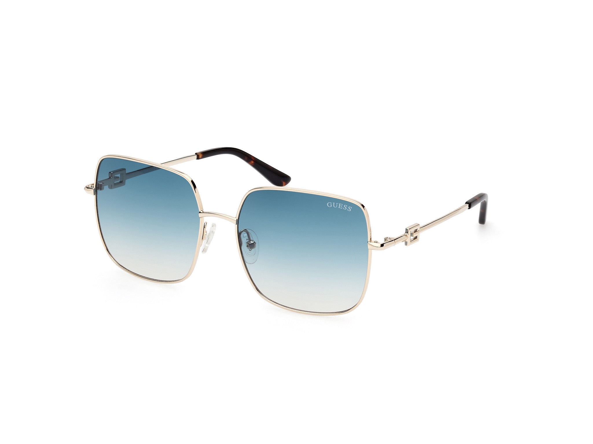 Guess Donna Gu7906-H 32P Occhiali Da Sole Metallo Oro Verde Squadrata Normale Sfumato