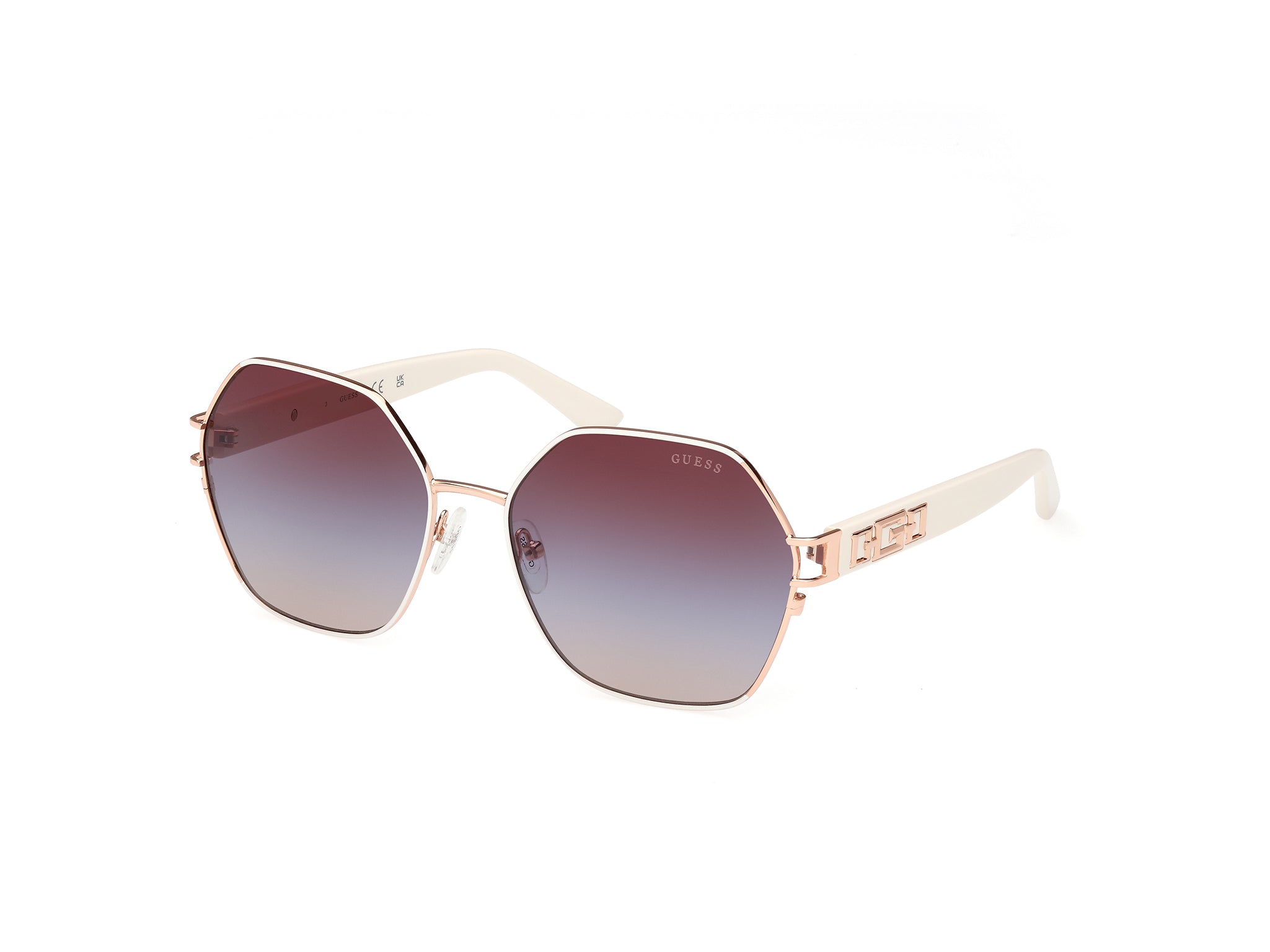 Guess Donna Gu7913 25W Occhiali Da Sole Metallo Avorio Blu Geometrica Normale Sfumato