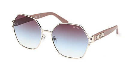 Guess Donna Gu7913 33W Occhiali Da Sole Metallo Oro Blu Geometrica Normale Sfumato