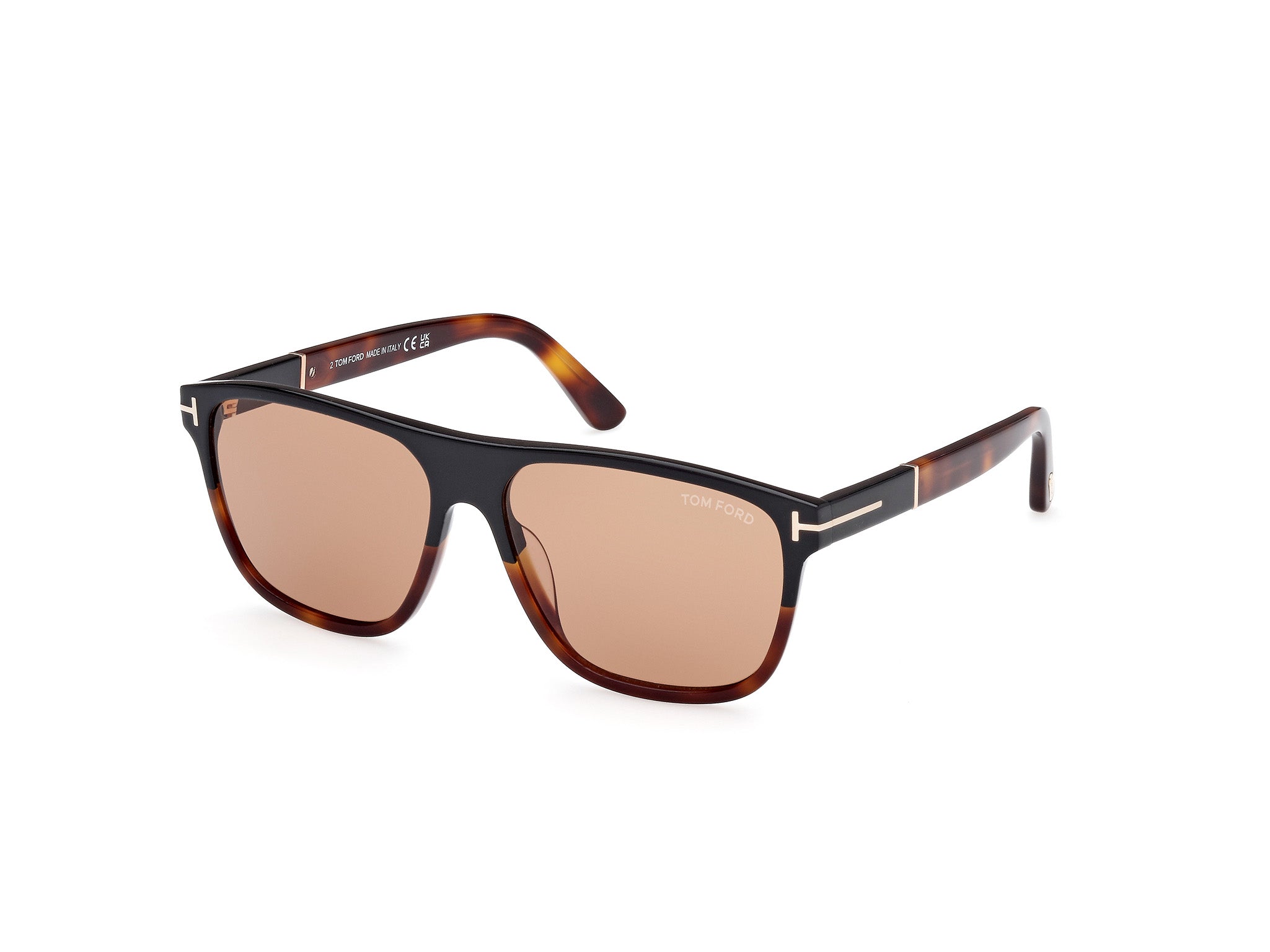 Tom Ford Uomo Ft1081 Frances 05E Occhiali Da Sole Acetato Nero Marrone Squadrata Normale