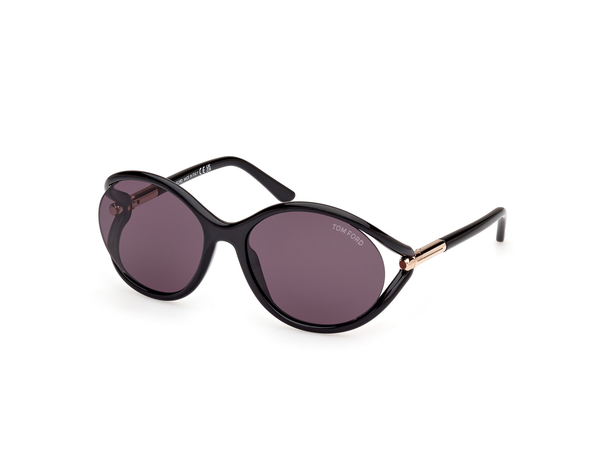 Tom Ford Donna Ft1090 Melody 01A Occhiali Da Sole Iniettato Nero Grigio Rotonda Normale