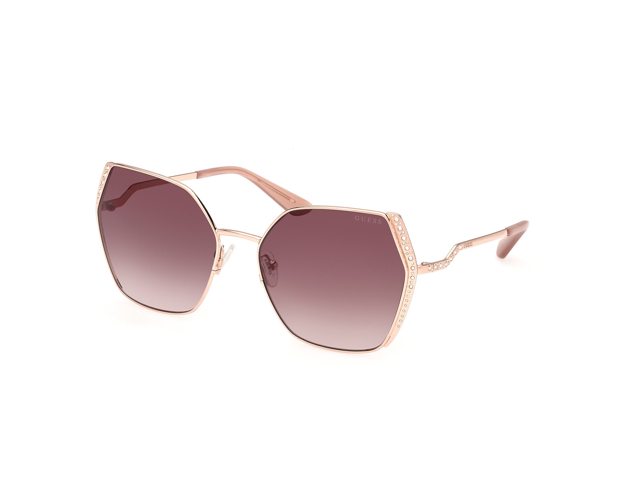 Guess Donna Gu7843-S 28Z Occhiali Da Sole Metallo Oro Marrone Geometrica Normale Sfumato