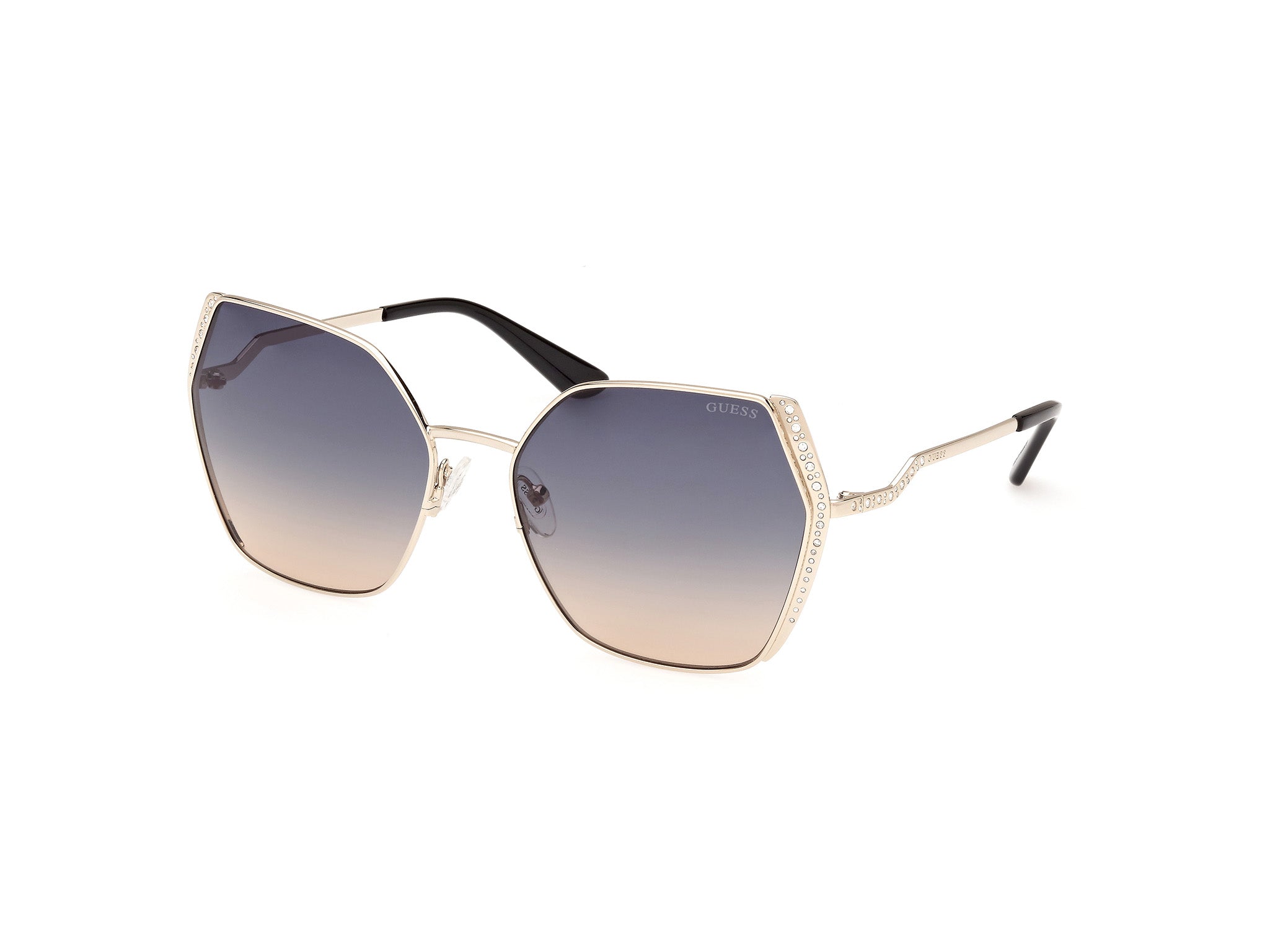 Guess Donna Gu7843-S 33W Occhiali Da Sole Metallo Oro Blu Geometrica Normale Sfumato
