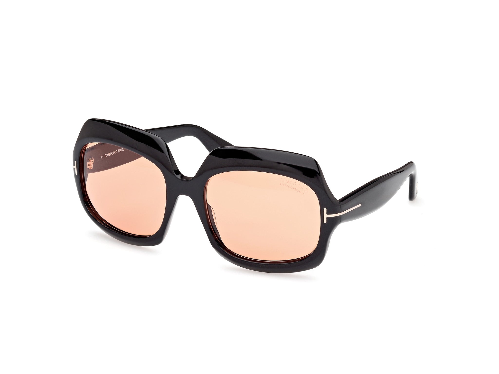Tom Ford Donna Ft1155 Ren 05E Occhiali Da Sole Acetato Nero Marrone Geometrica Fotocromatiche