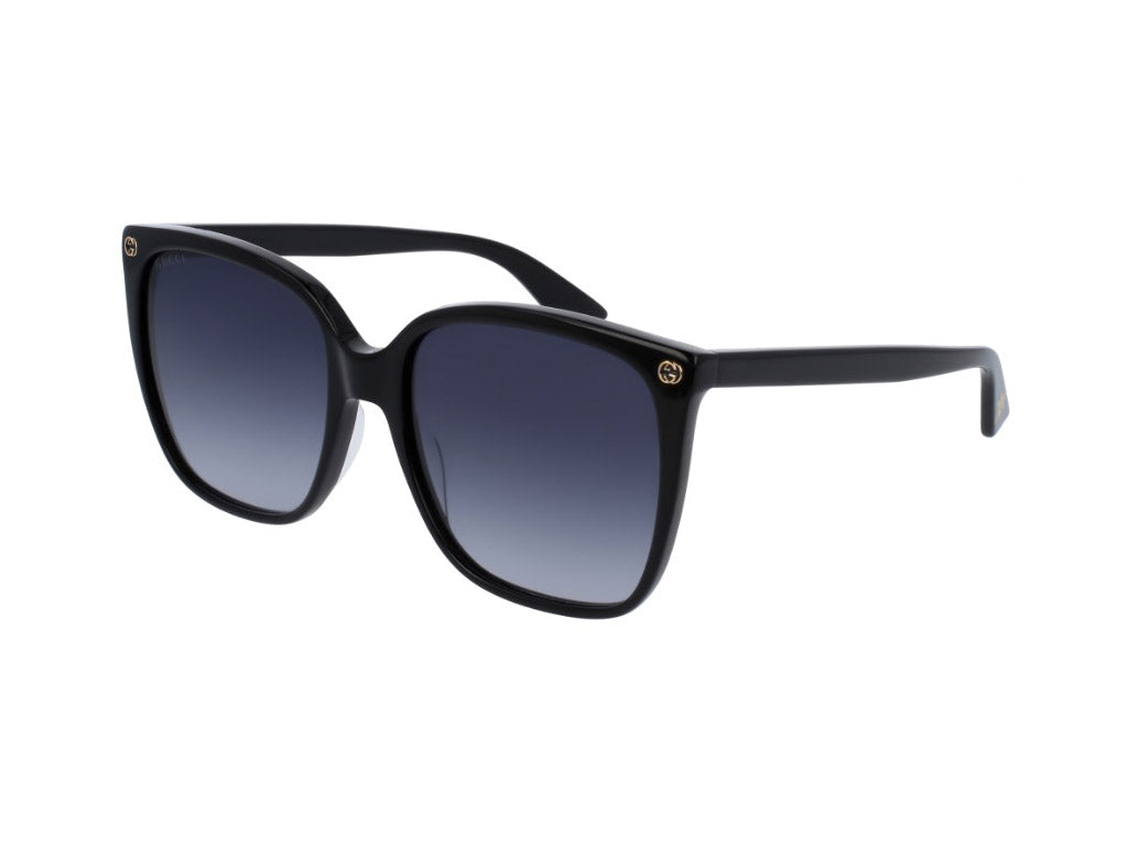 Gucci Donna Gg0022S 001 Occhiali Da Sole Acetato Nero Grigio Cat Eye Normale