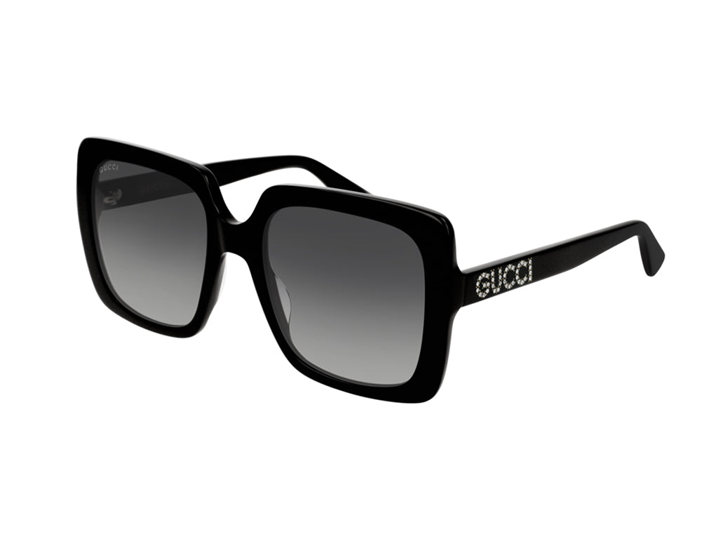 Gucci Donna Gg0418S 001 Occhiali Da Sole Plastica Nero Grigio Squadrata Normale