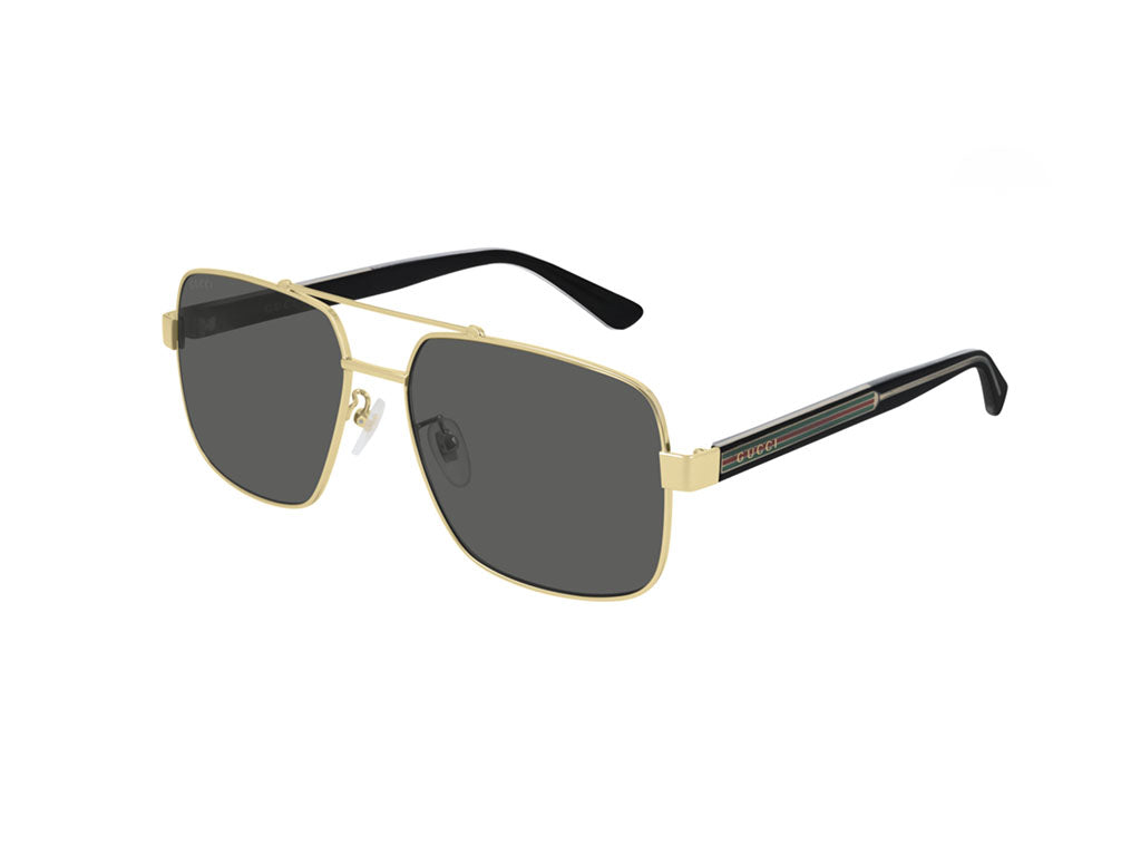 Gucci Uomo Gg0529S 001 Occhiali Da Sole Metallo Oro Grigio Pilot Normale