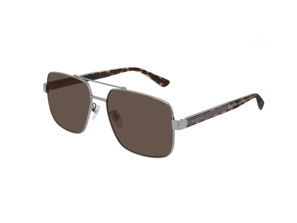 Gucci Uomo Gg0529S 002 Occhiali Da Sole Metallo Rutenio Marrone Pilot Normale