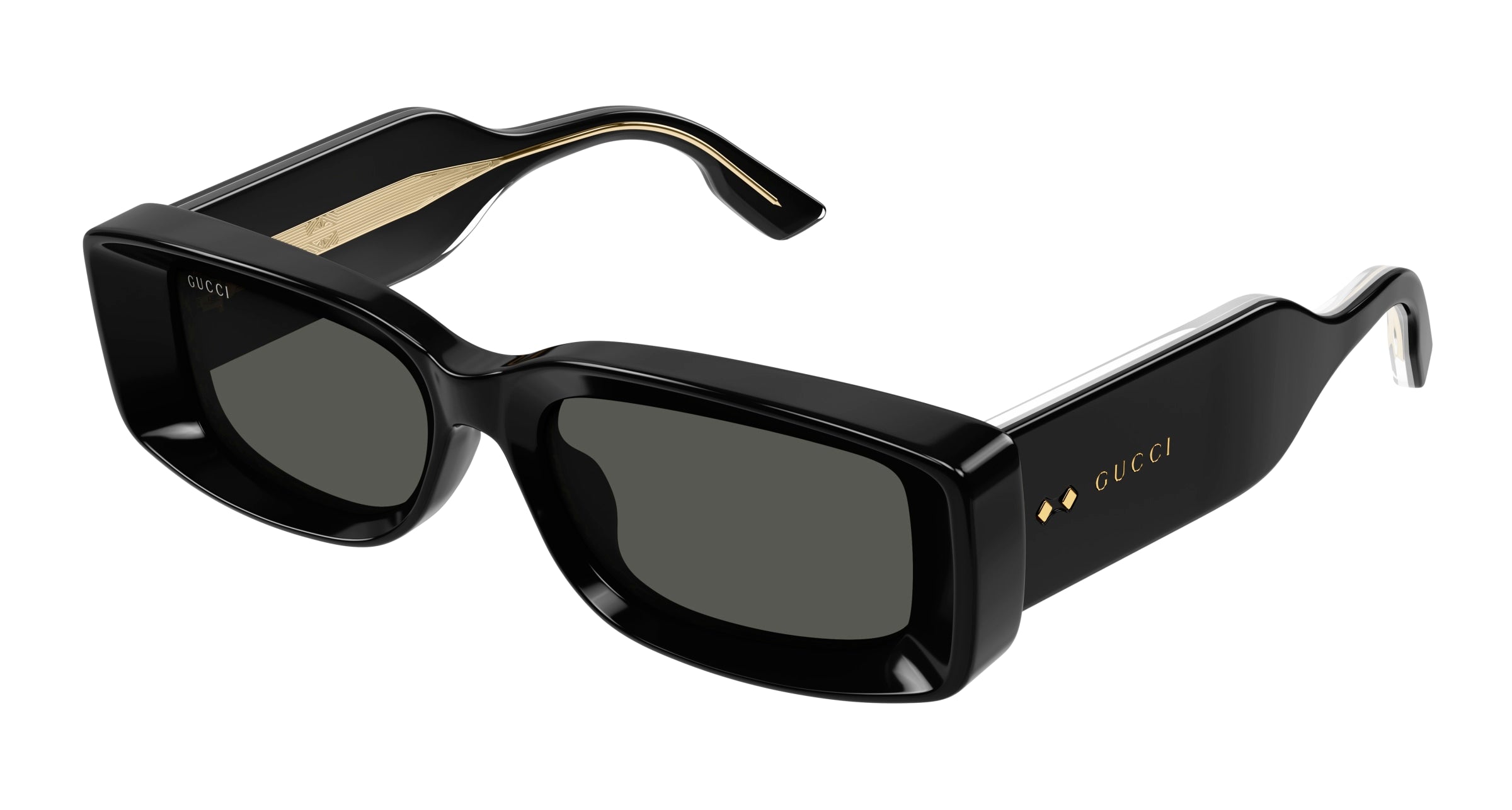 Gucci Donna Gg1528S 001 Occhiali Da Sole Acetato Nero Grigio Squadrata