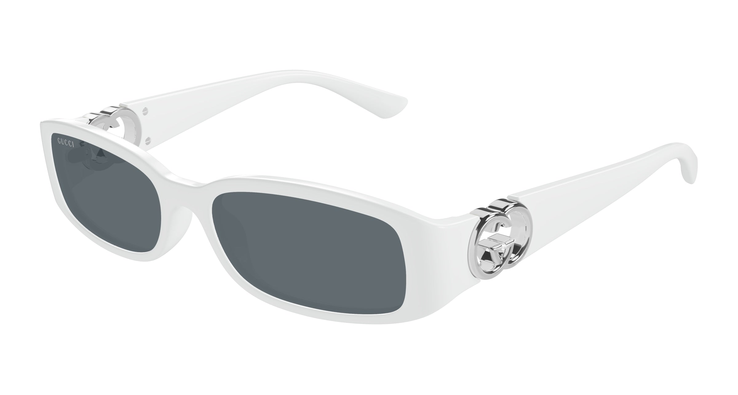 Gucci Donna Gg1661S 003 Occhiali Da Sole Iniettato Bianco Grigio Squadrata