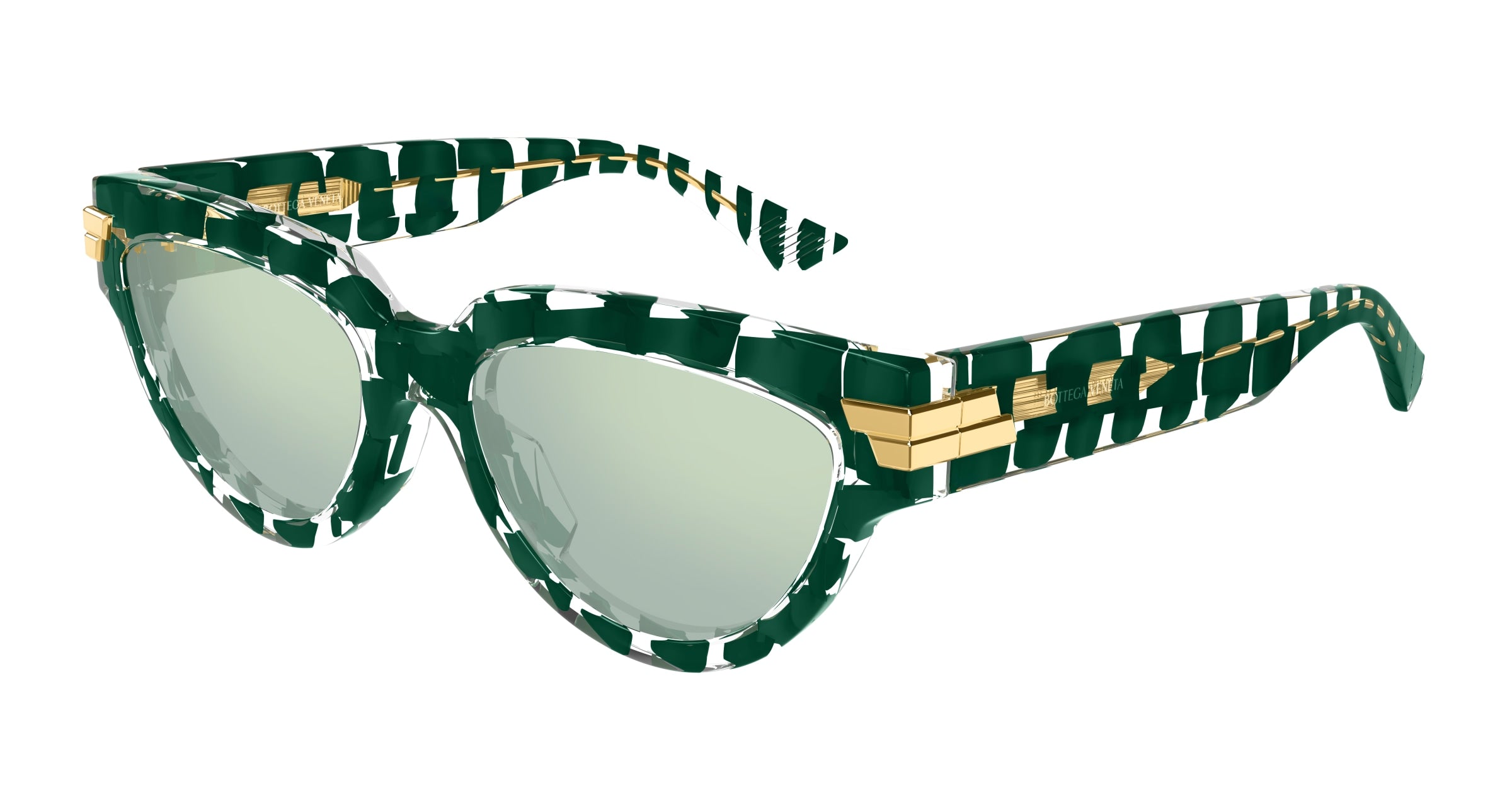 Bottega Veneta Donna Bv1035S 008 Occhiali Da Sole Acetato Verde Verde Cat Eye