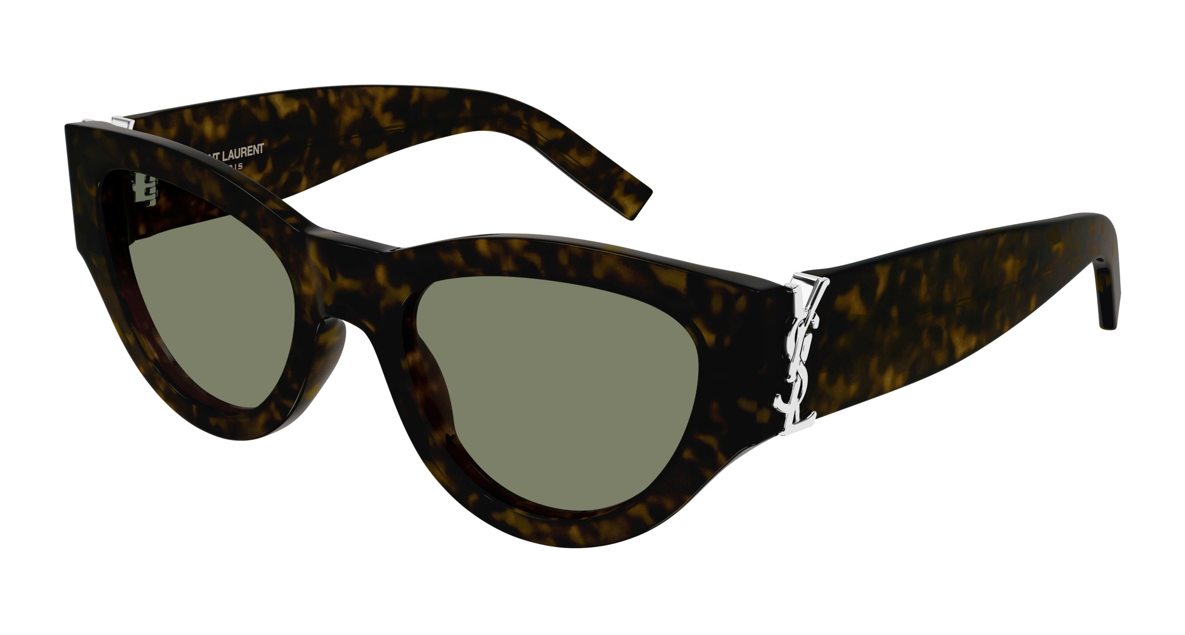 Saint Laurent Donna Sl M94 008 Occhiali Da Sole Acetato Havana Verde Cat Eye