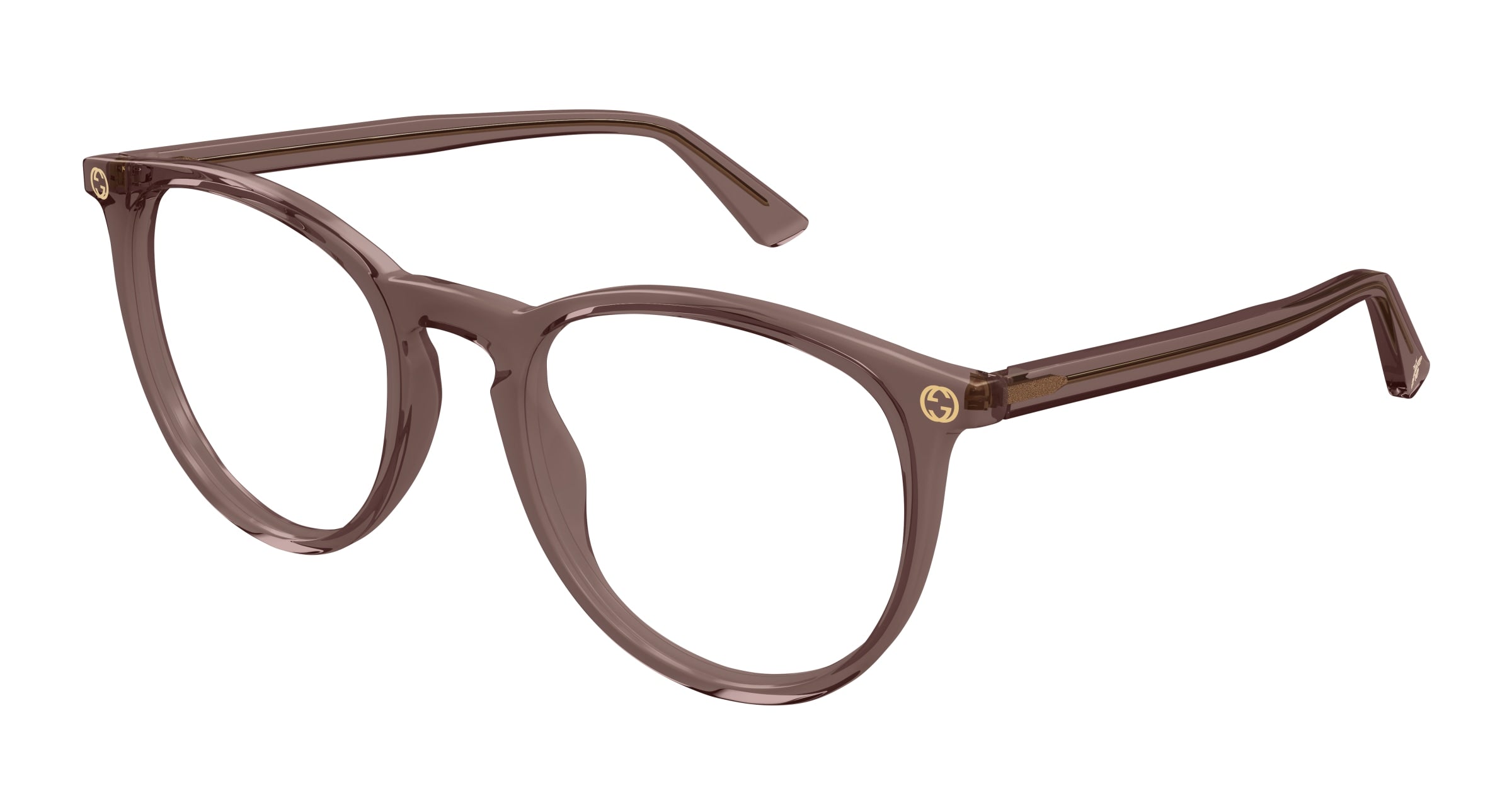Gucci Donna Gg0027O 012 Montature Da Vista Acetato Marrone Trasparente Rotonda