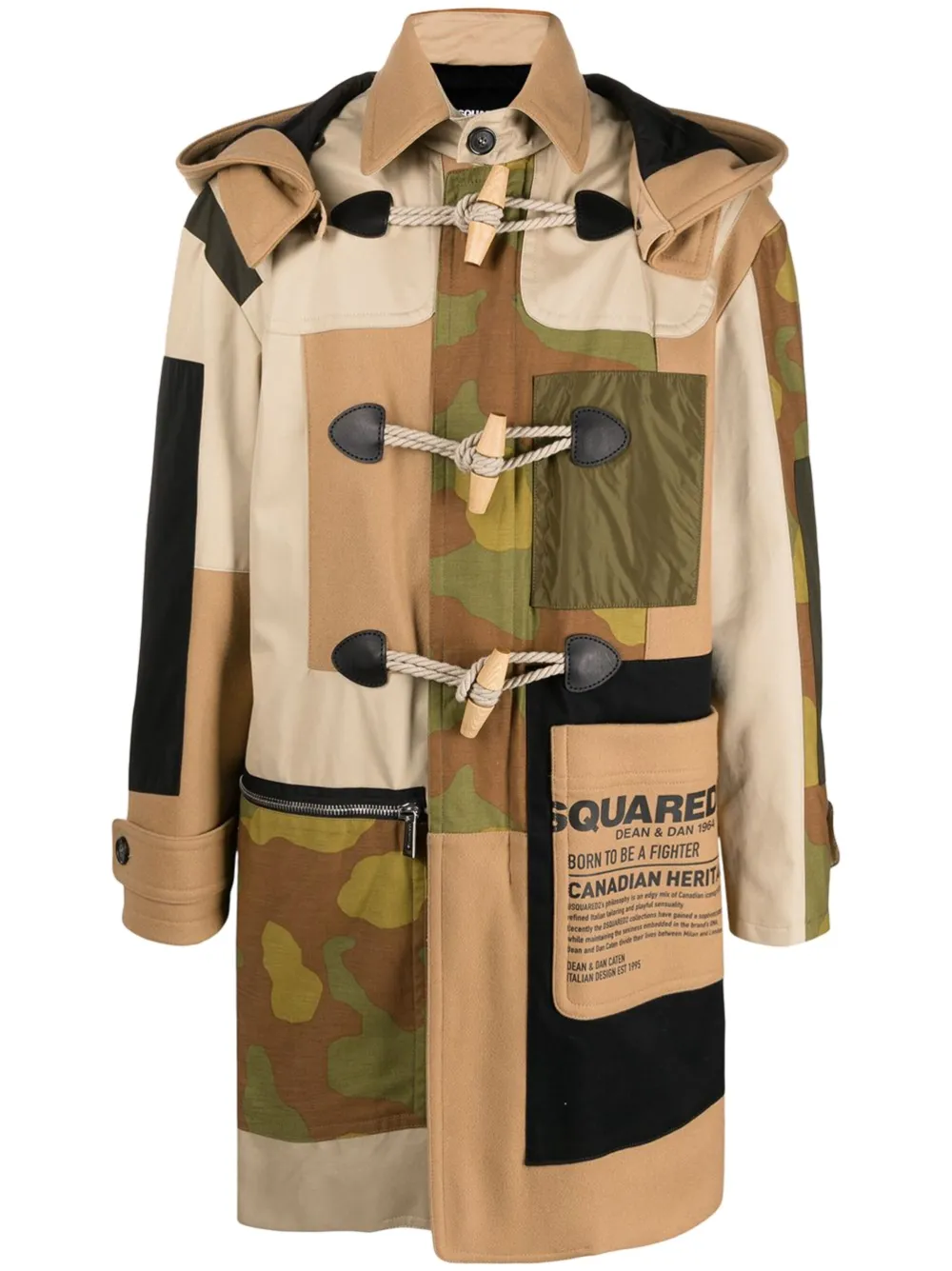 DSQUARED2 patchwork duffle coat - Toni neutri