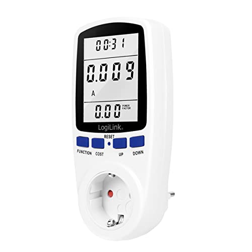 Logilink Em0003 - Misuratore Dei Costi Energetici Premium Con Maggiore Protezione Da Contatto, Portata Fino A 3680 W, Tariffa Di Corrente Regolabile (