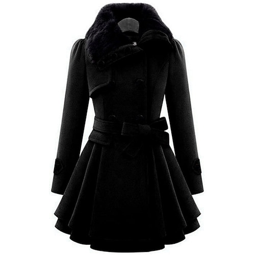 Per donna Cappotto Caban Antivento Tenere al caldo Collage Bottoni Elegante Di tendenza Tinta unica Giornaliero Collo ripiegabile Standard Manica lung