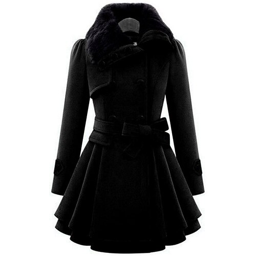 Per donna Cappotto Caban Antivento Tenere al caldo Collage Bottoni Elegante Di tendenza Tinta unica Giornaliero Collo ripiegabile Standard Manica lung
