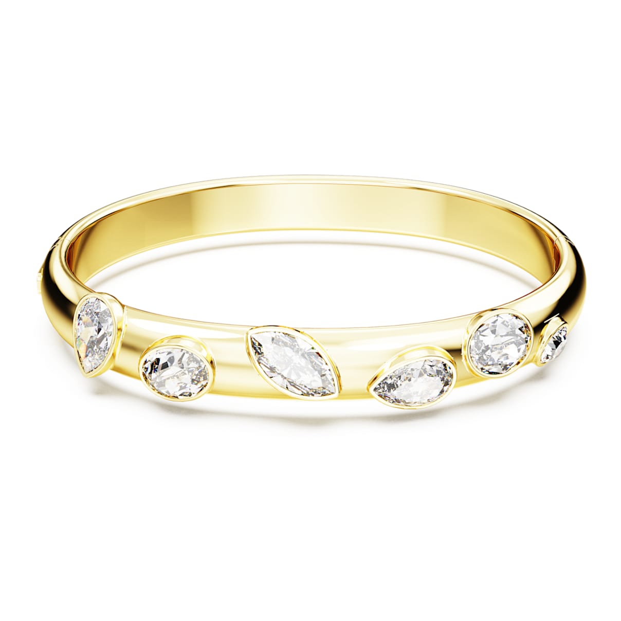 Bracciale rigido Imber, Taglio misto, Bianco, Placcato color oro