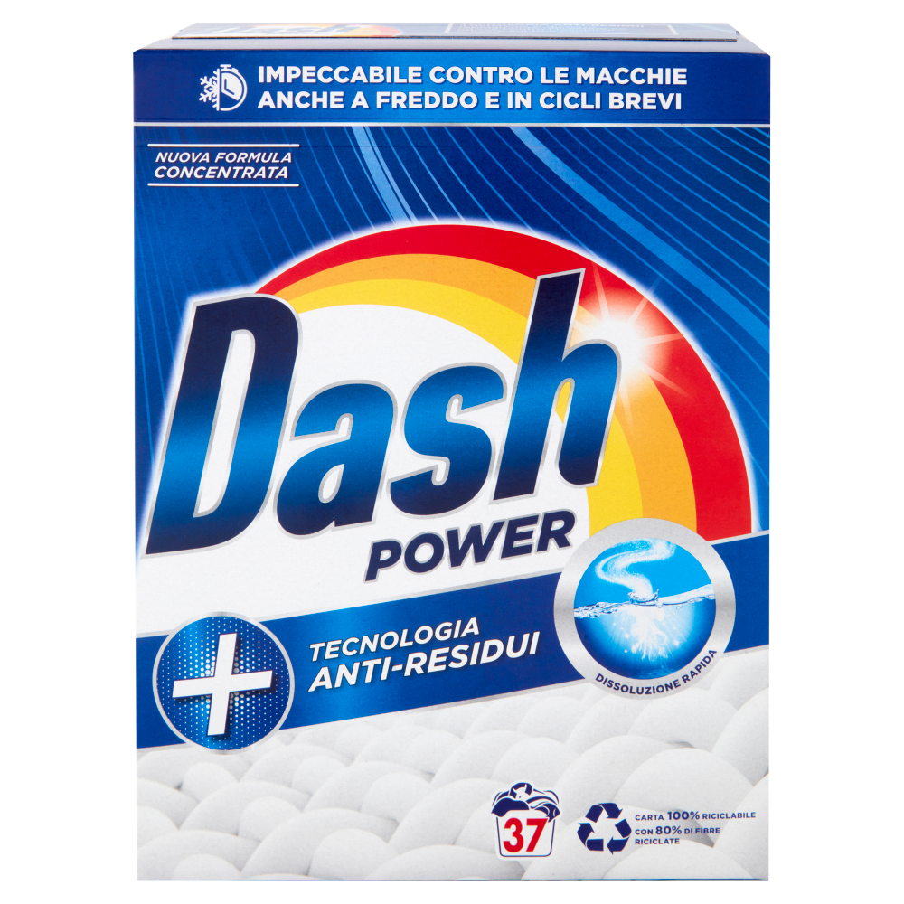 Dash Power Detersivo Lavatrice in Polvere Tecnologia Anti-Residui 37 Misurini - -