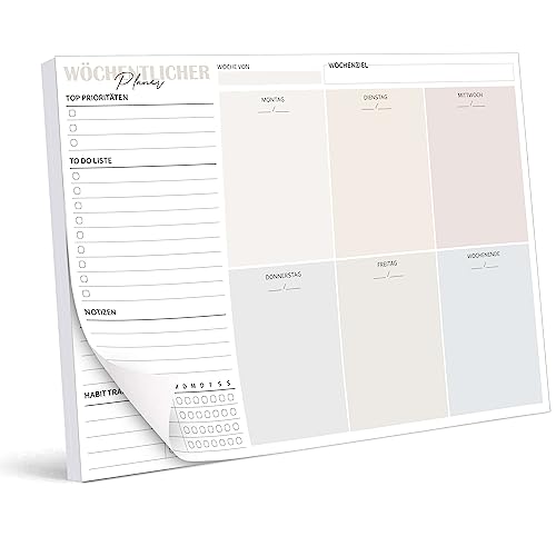 Biroyal Planner Settimanale Scrivania，Planning Settimanale Da Tavolo A4 (50 Fogli), Strappabile, Agenda Appuntamenti, Calendario Settimanale Da Tavolo
