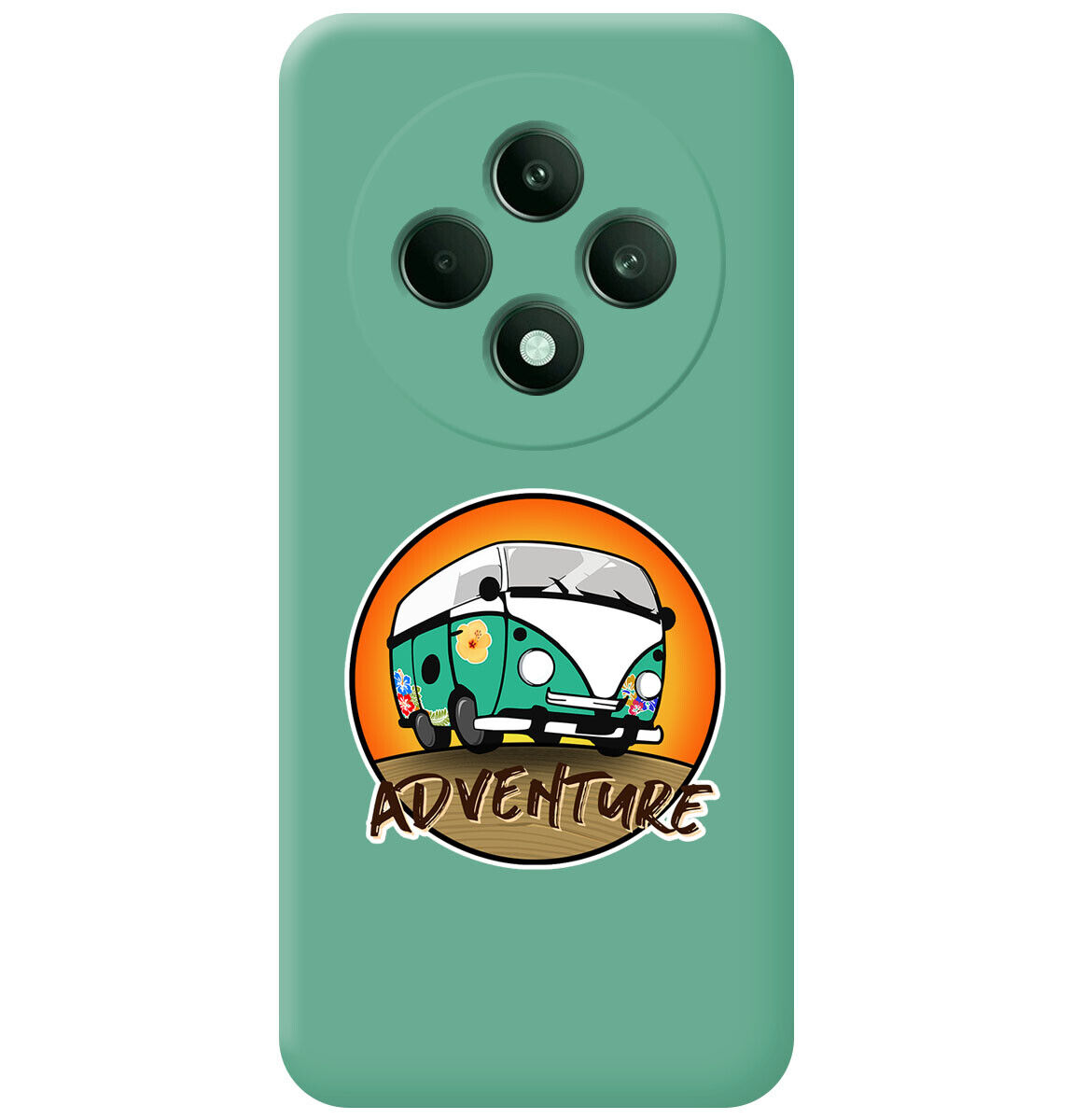 Cover Silicone Liquido Verde per Oppo Reno 12fs 4g/12 FS 5g Disegno Adventur