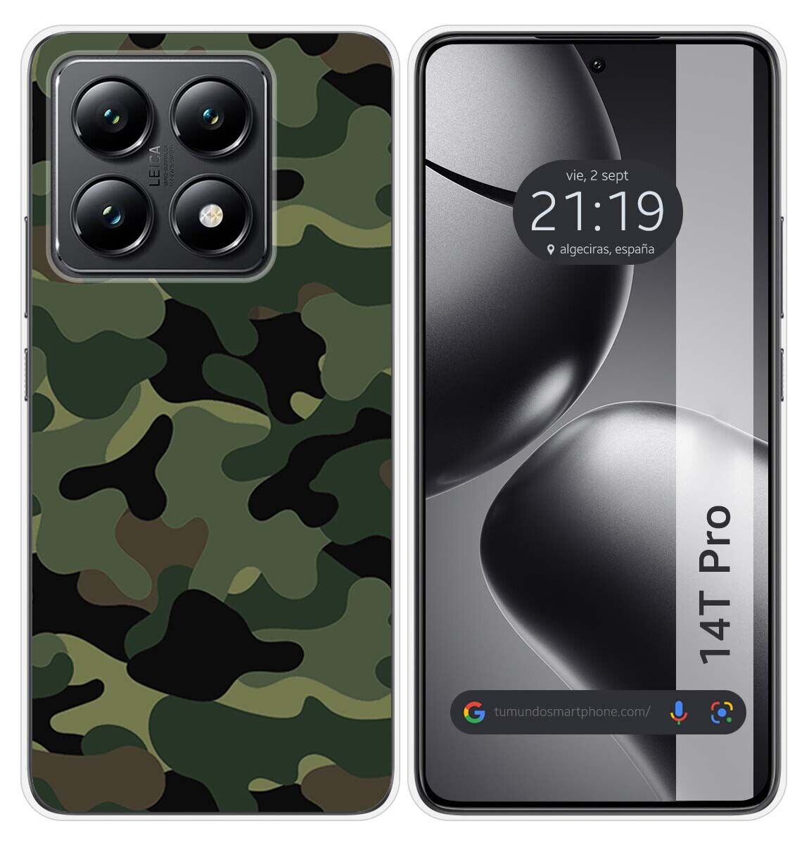 Cover Silicone per Xiaomi 14T Pro 5G Disegno Mimetico Disegni