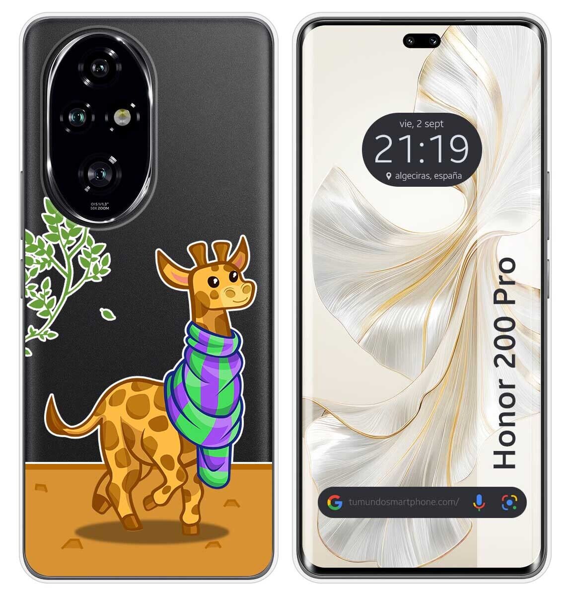 Cover Silicone Trasparente per Huawei Honor 200 Pro 5G Disegno Giraffa Disegni