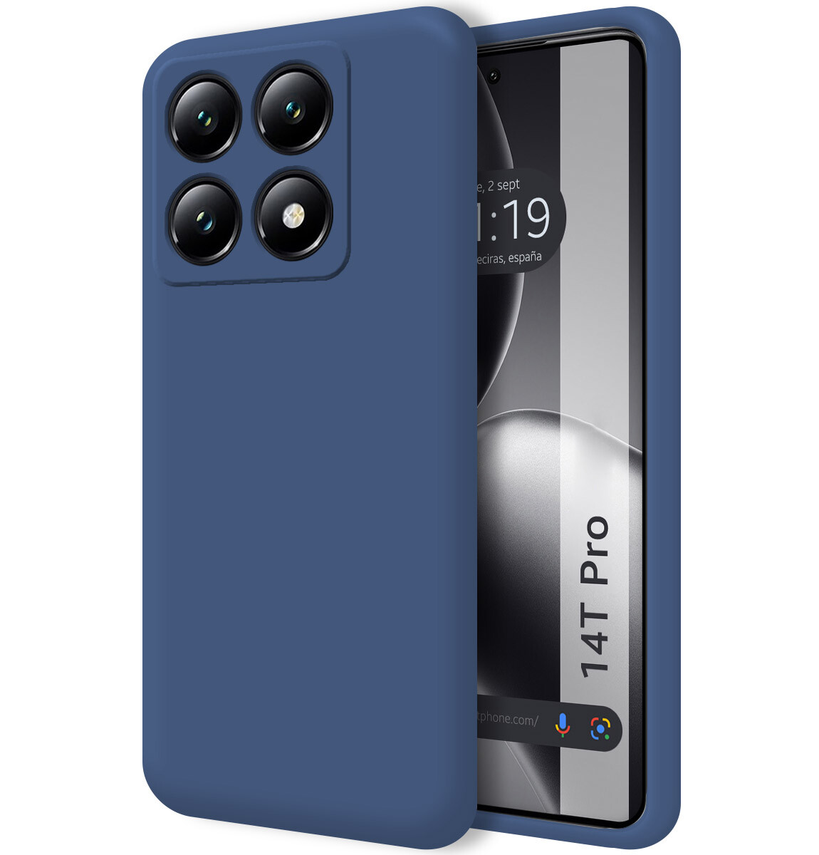 Fodera In Silicone Liquido Ultra Morbido Per Xiaomi 14T Pro 5G Colore Blu Scuro