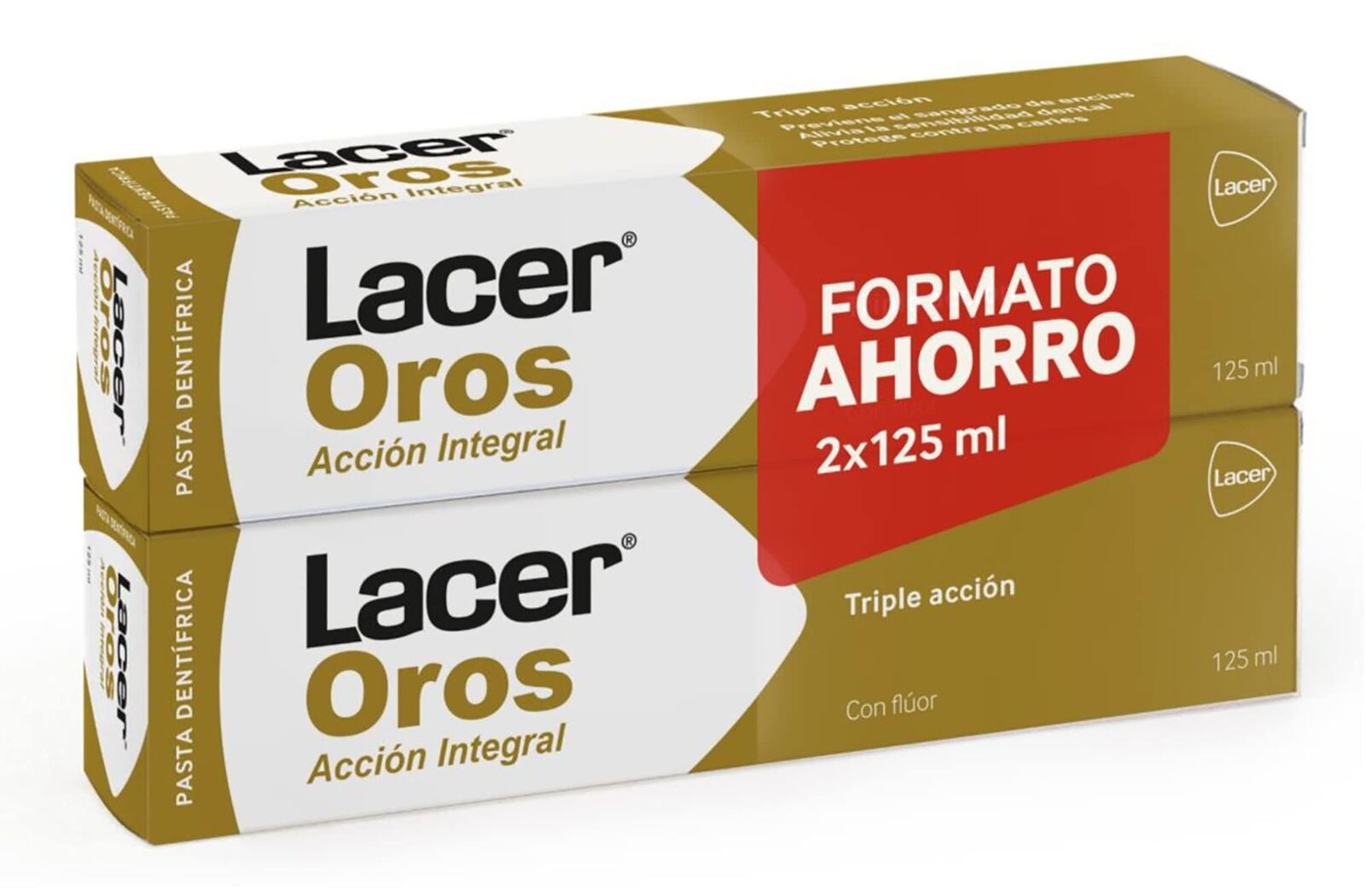 LACER OROS - Dentifricio 2 x 125 ml, protezione orale integrale, tripla (e3a)