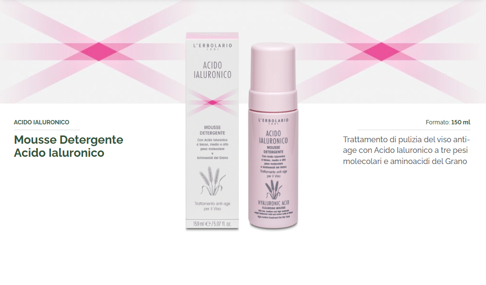 L'Erbolario Acido Ialuronico Mousse Detergente Viso 150ml