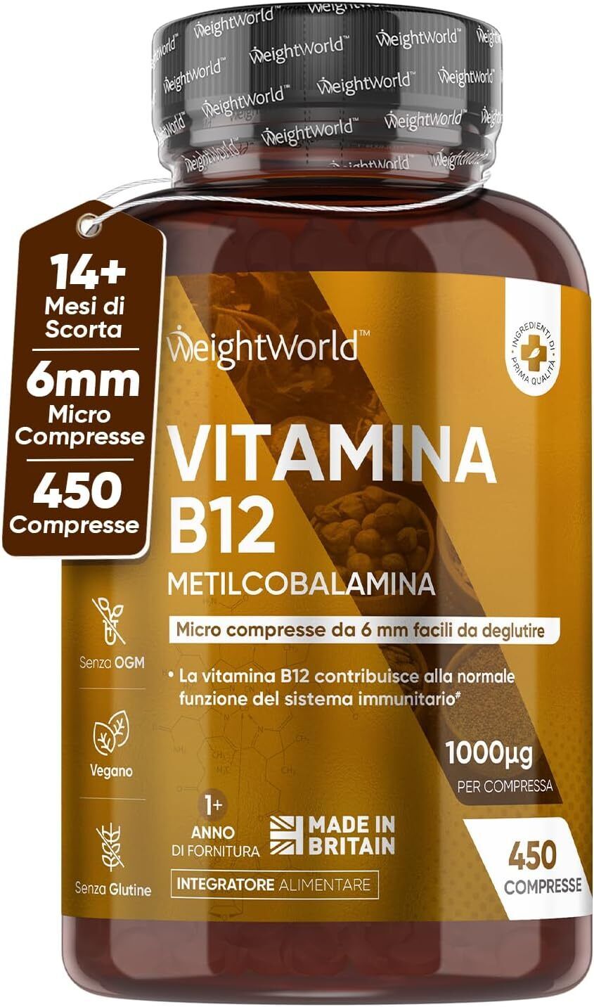 Vitamina B12 1000mcg, Metilcobalamina, 450 Micro Compresse, 1 Compressa al...