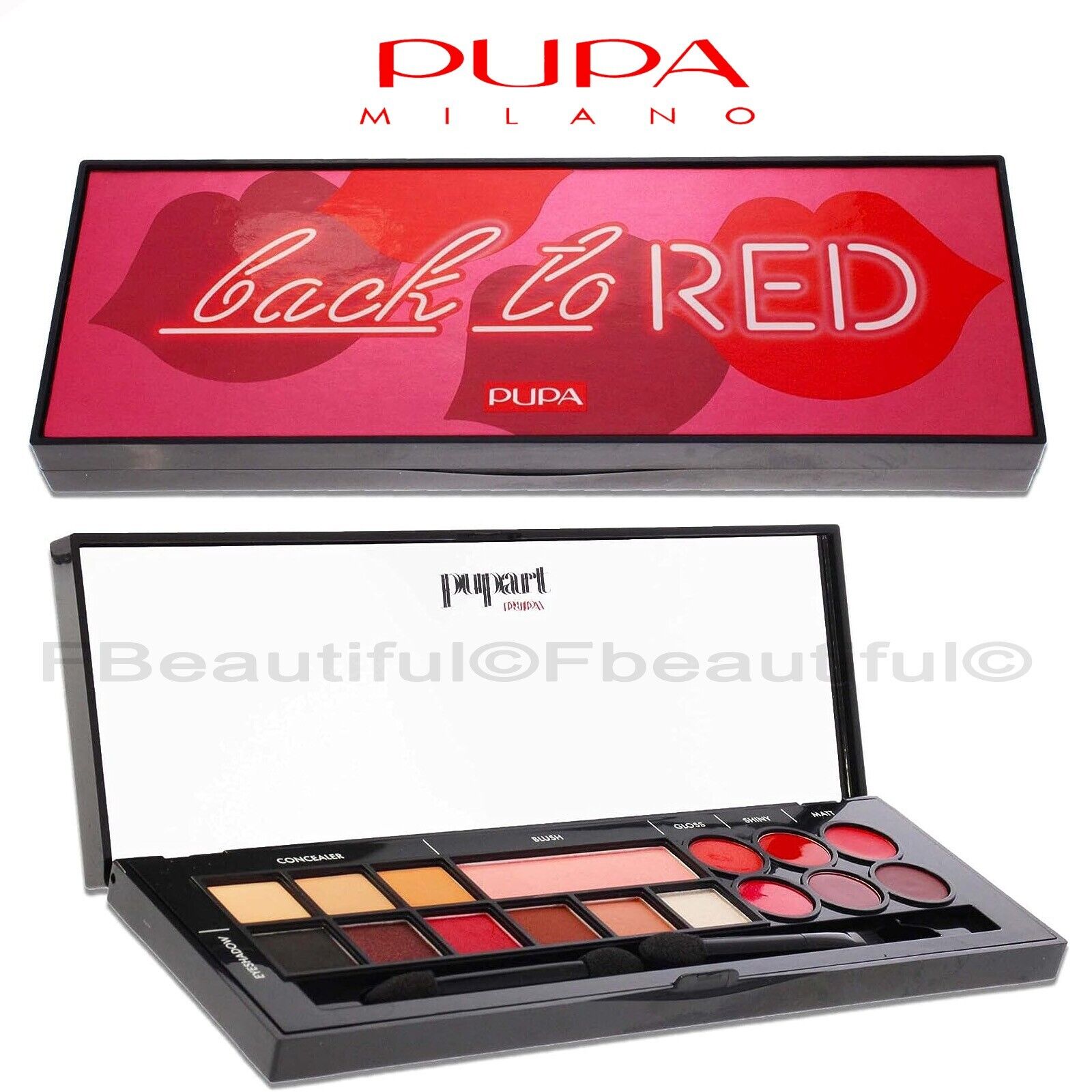 Trousse Pupa Palette pupart S Back to red ombretti blush correttori rossetti