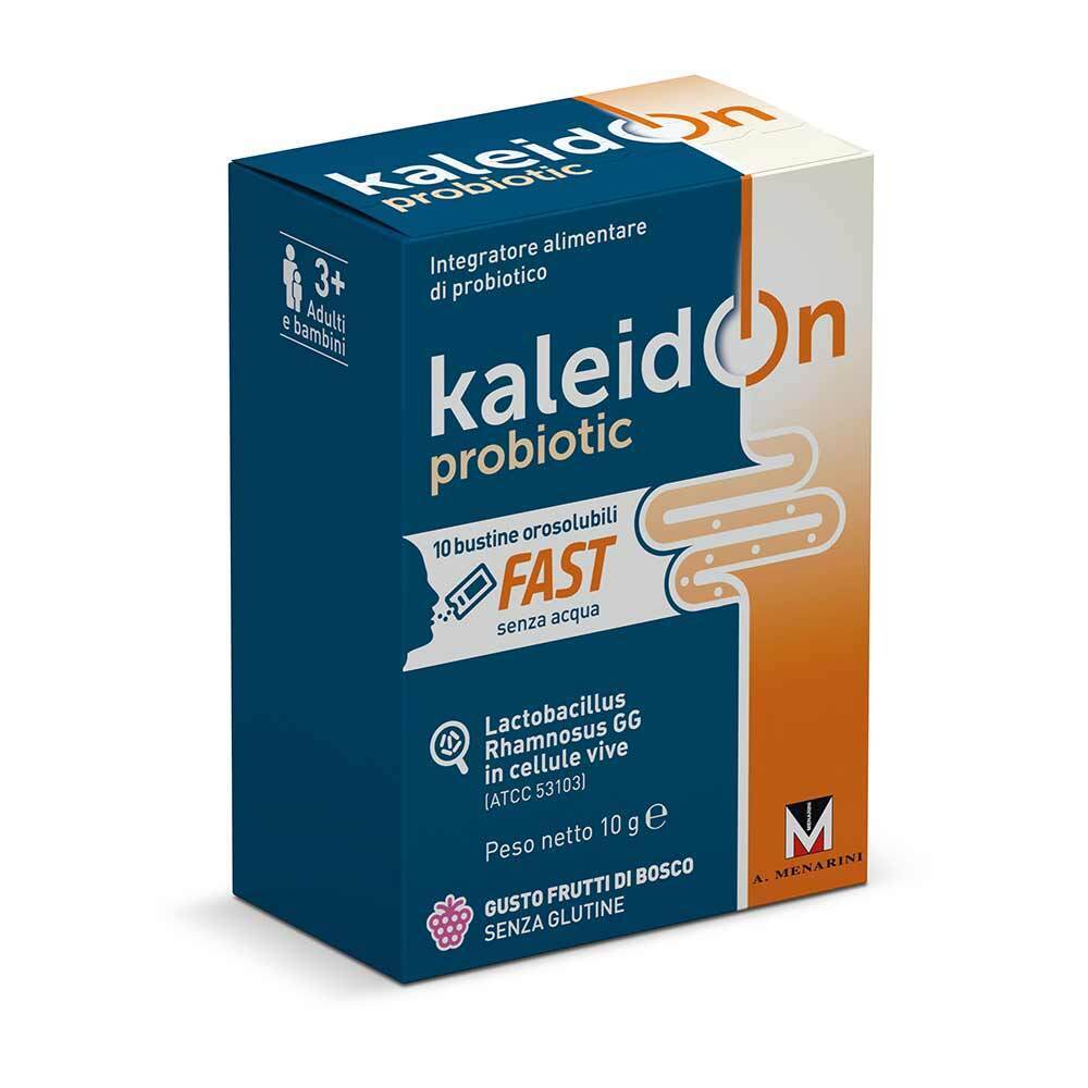 Menarini Kaleidon - Probiotic Fast Integratore Gusto Frutti Di Bosco, 10 Bustine