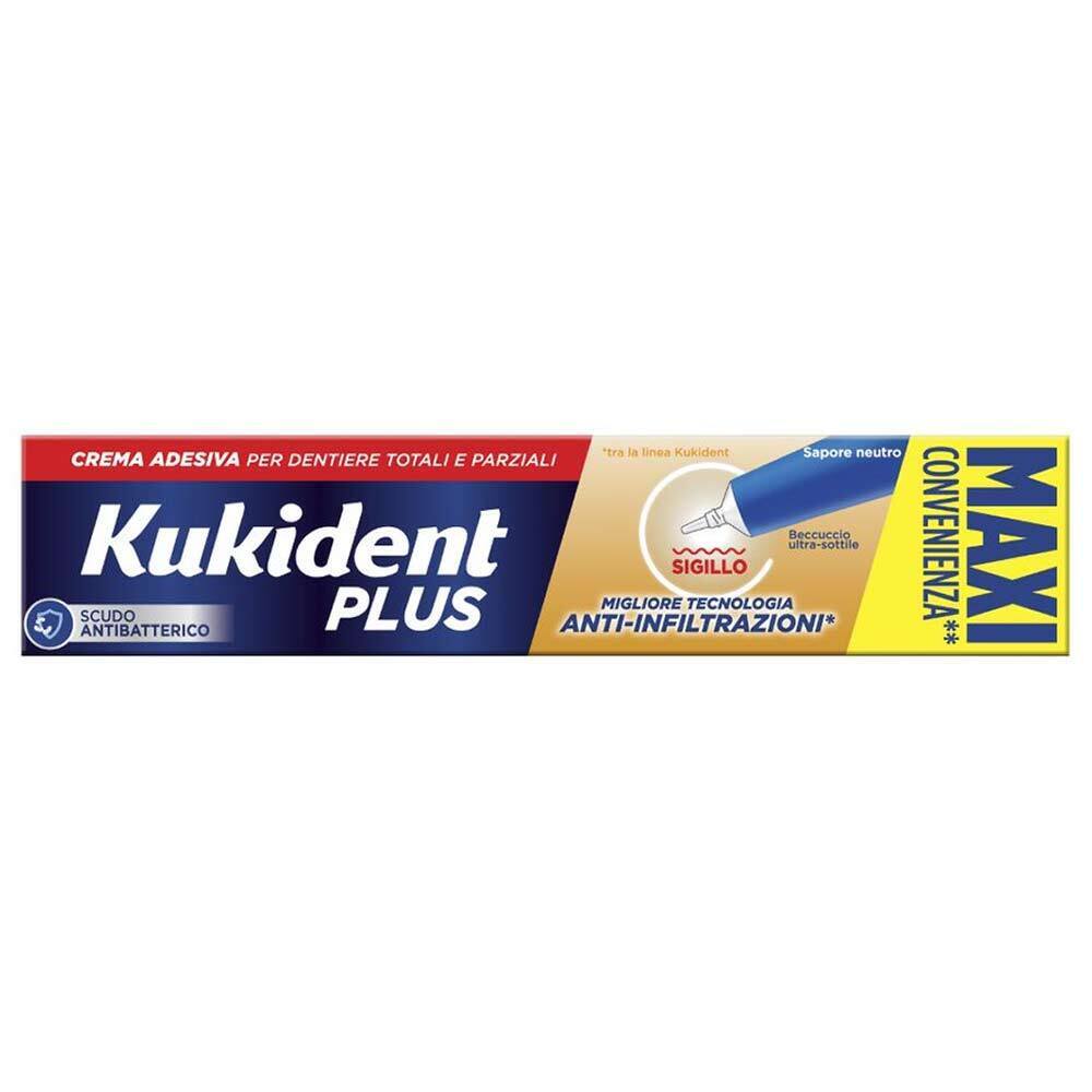 Kukident PLUS Sigillo MAXI Crema Adesiva per Dentiere Aroma Neutro, 57g